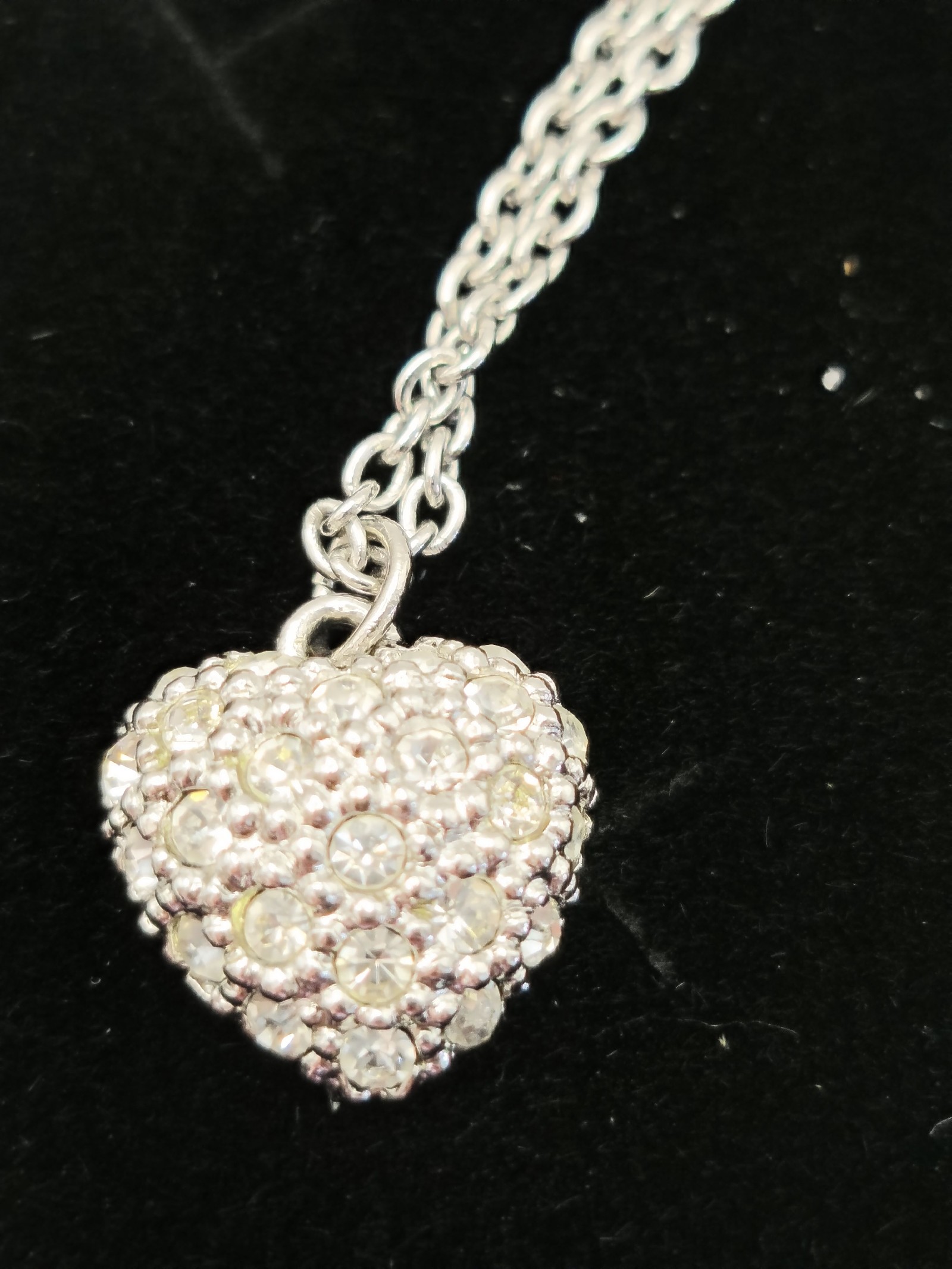 Swarovski Silver Heart Pendant Necklace Sparkling Crystals Women Other image 4