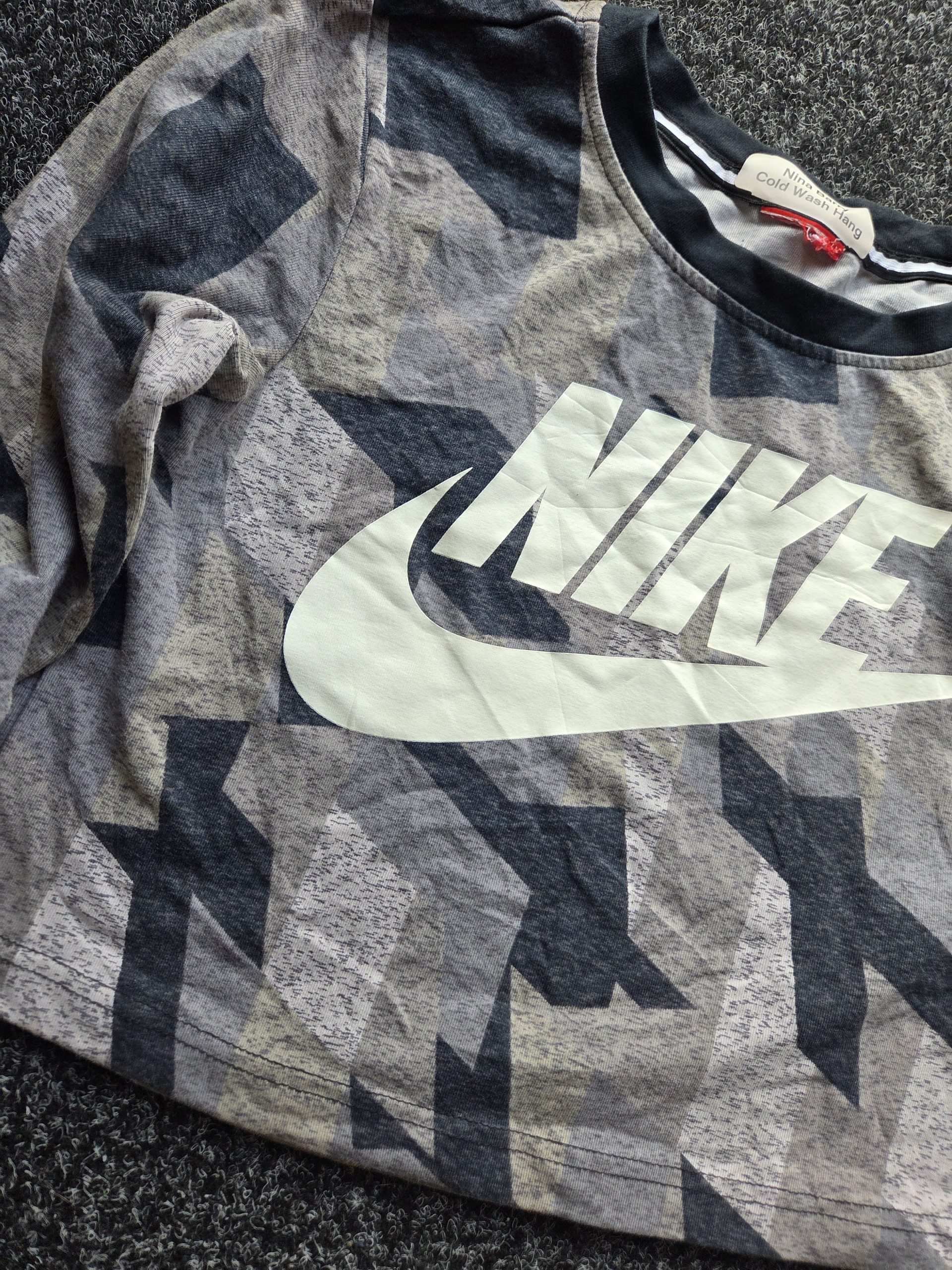 Nike Large Logo Cropped Long Sleeve Top Grey Women's XS image 4