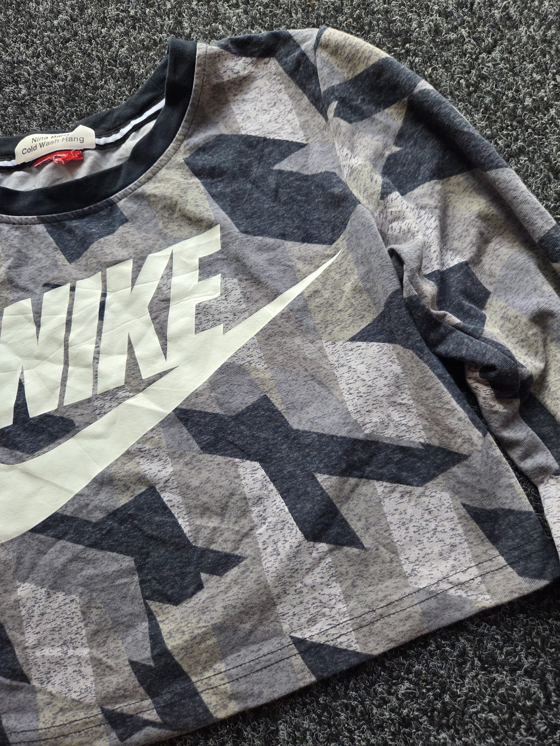 Nike Large Logo Cropped Long Sleeve Top Grey Women's XS image 5