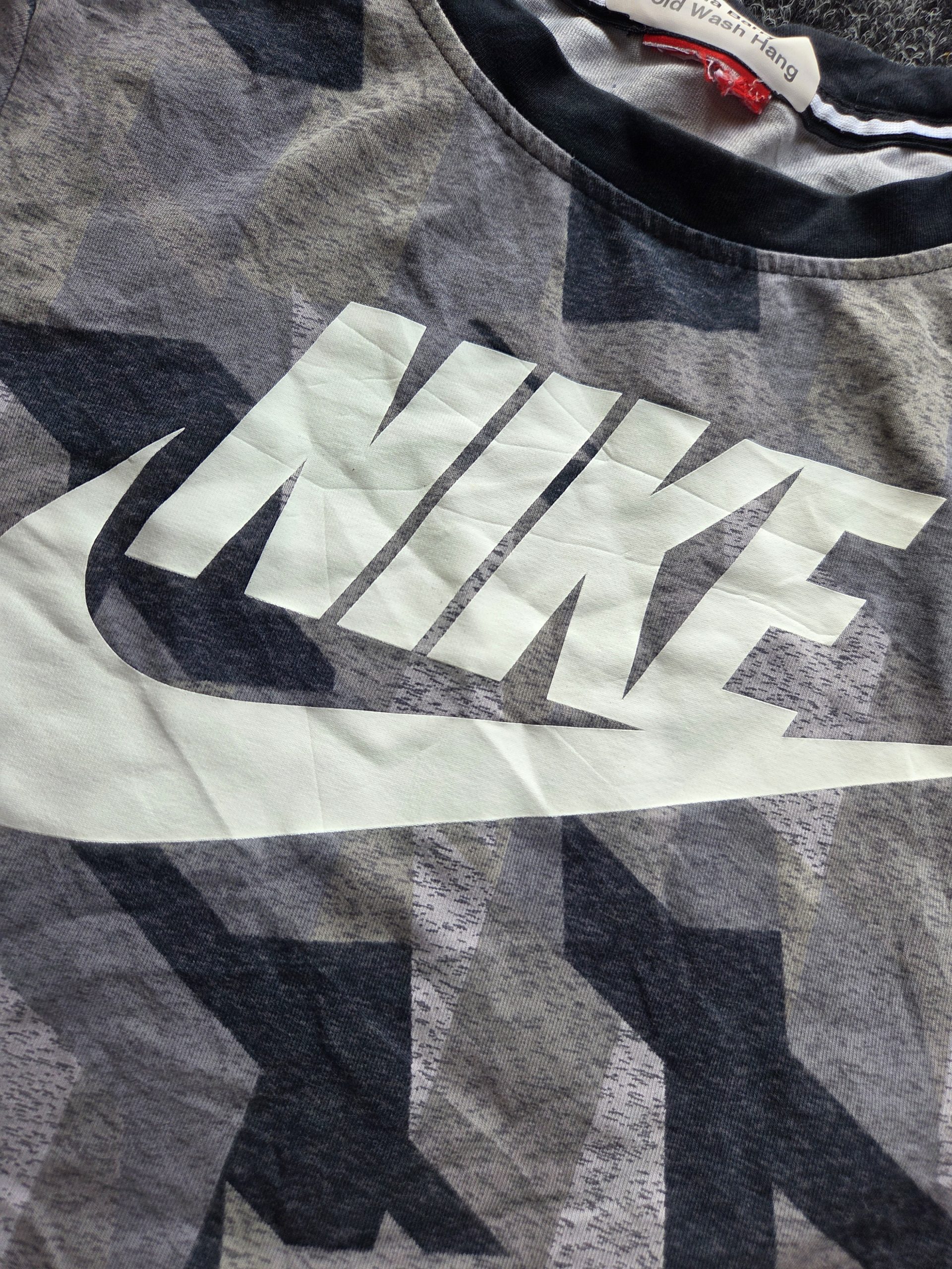 Nike Large Logo Cropped Long Sleeve Top Grey Women's XS image 6