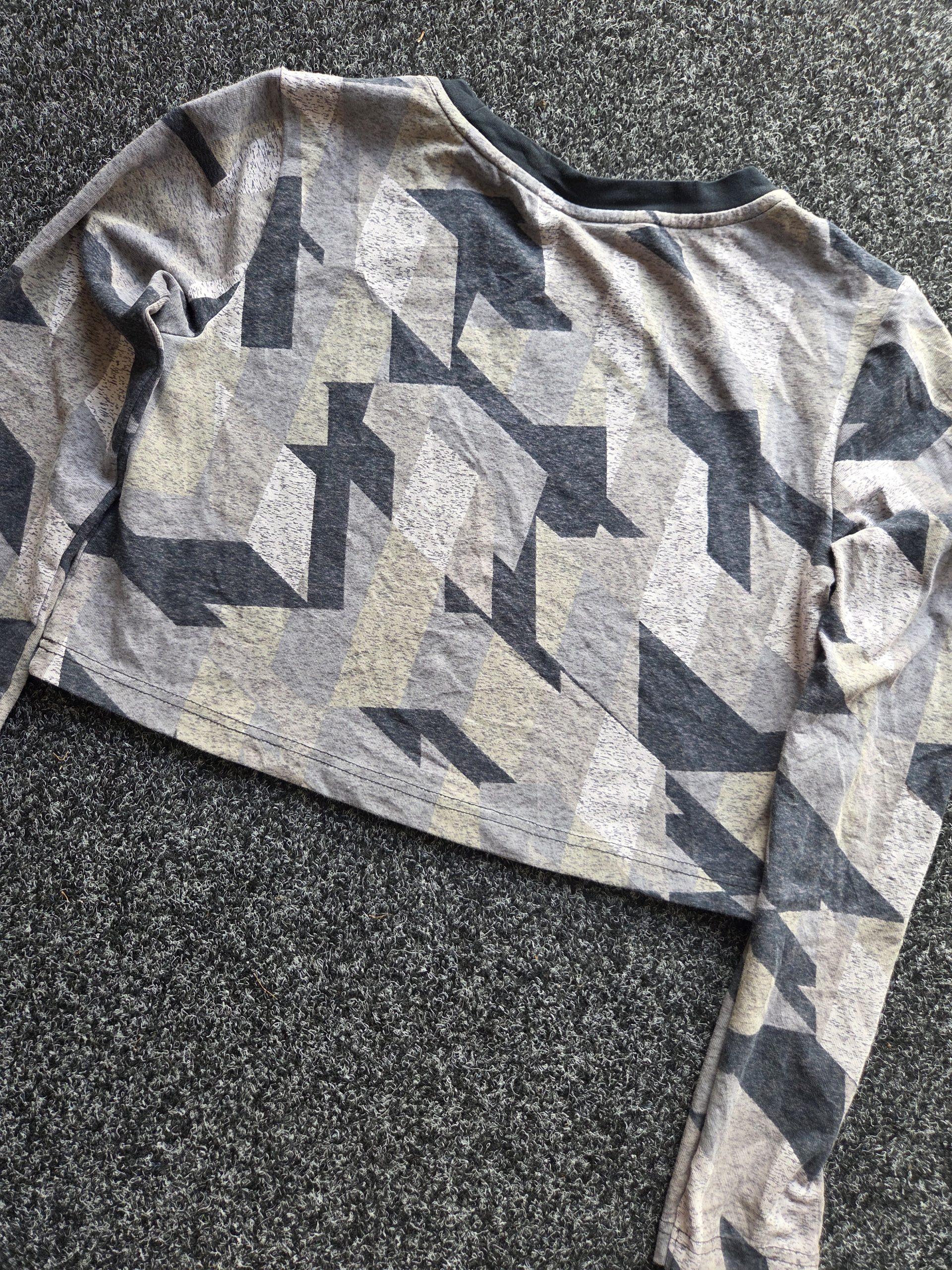 Nike Large Logo Cropped Long Sleeve Top Grey Women's XS image 7