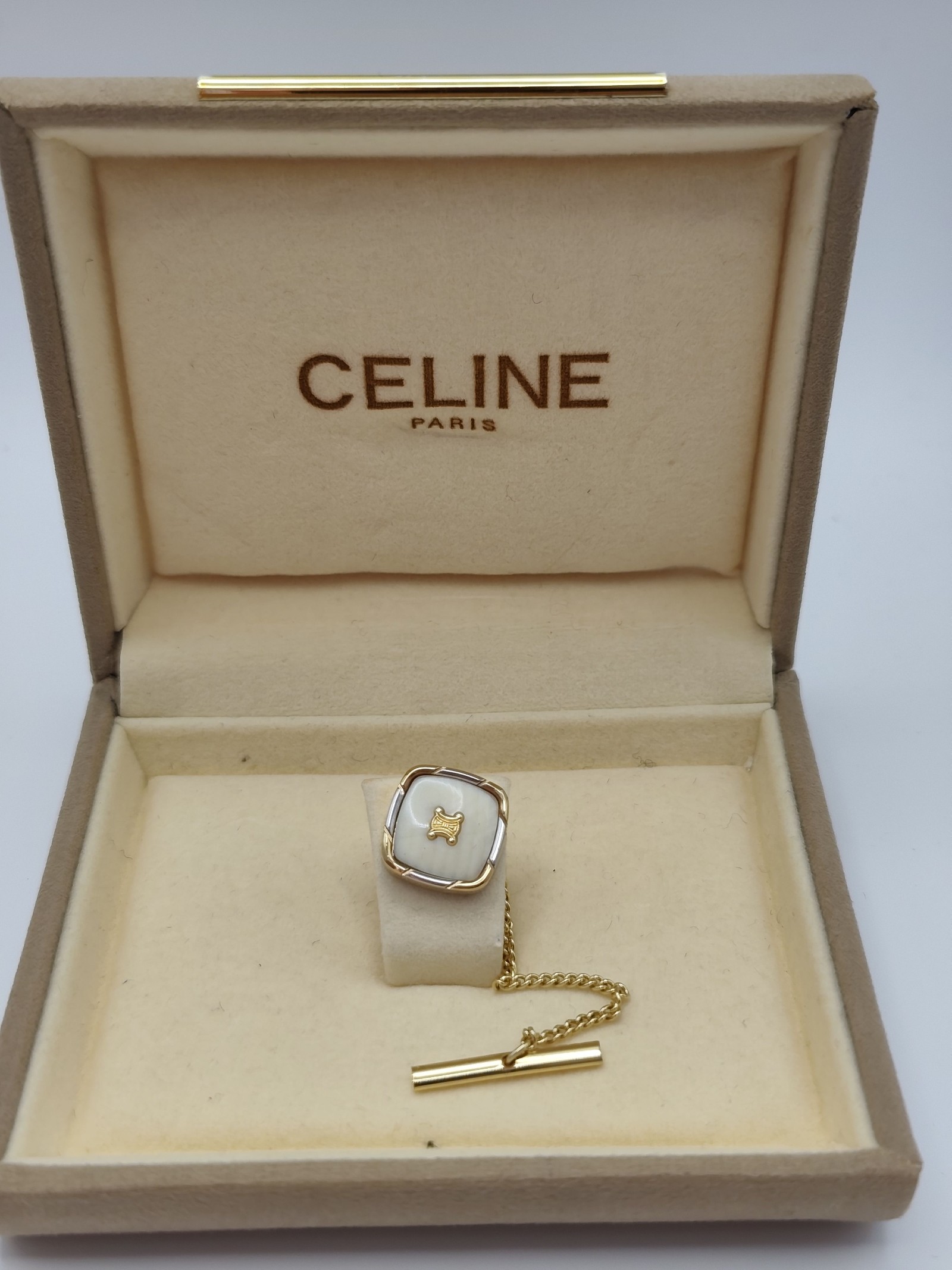 Celine Men's Gold & White Tie Pin Other image 2