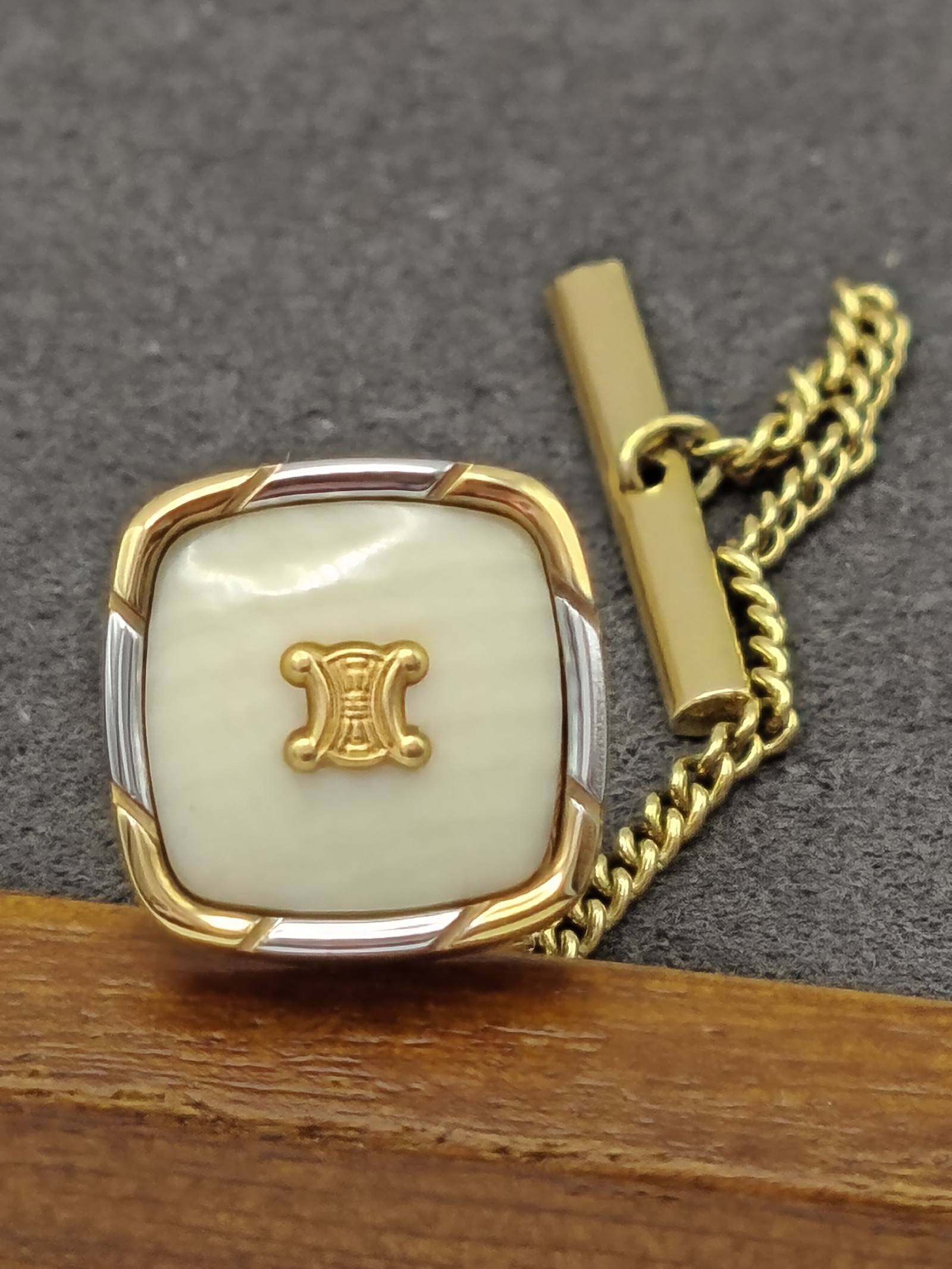 Celine Men's Gold & White Tie Pin Other image 4