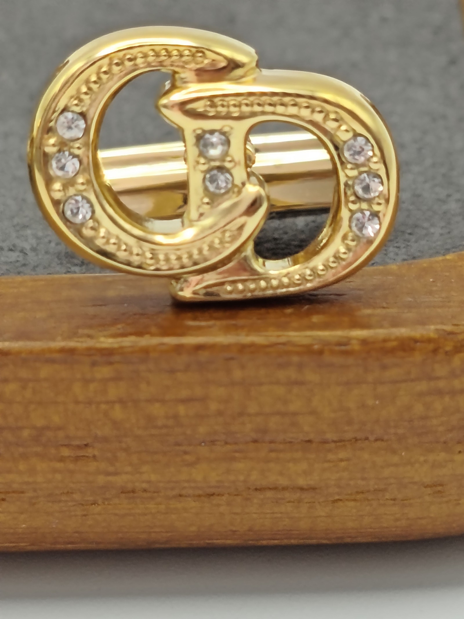 Christian Dior Men's Gold Tone Crystal Cufflinks & Tie Clip Set Other image 5
