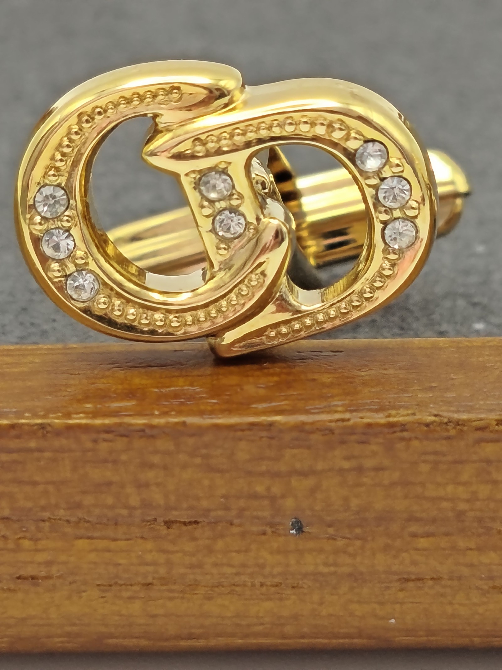 Christian Dior Men's Gold Tone Crystal Cufflinks & Tie Clip Set Other image 6