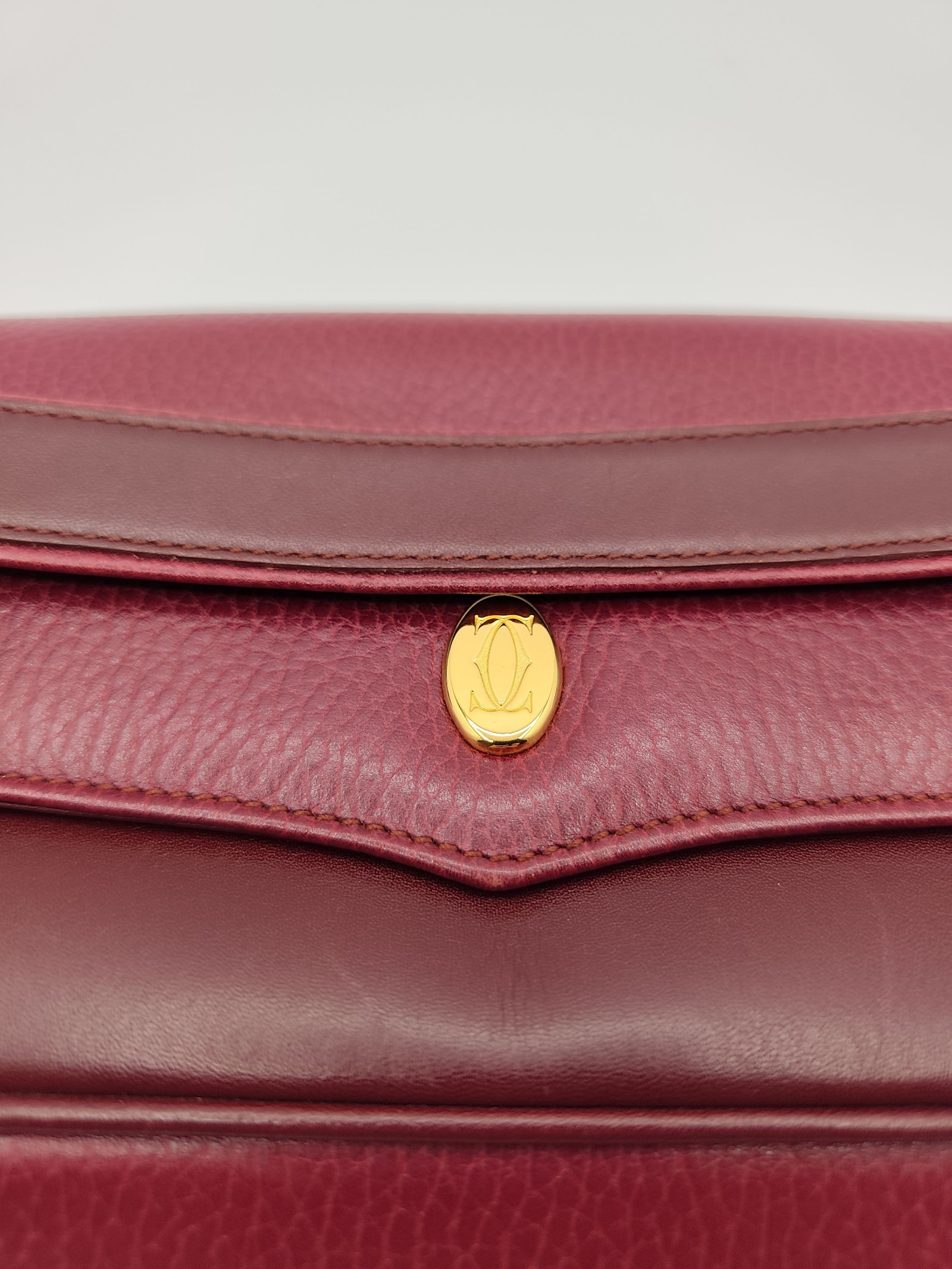 Cartier Women's Burgundy Leather Clutch Bag image 5