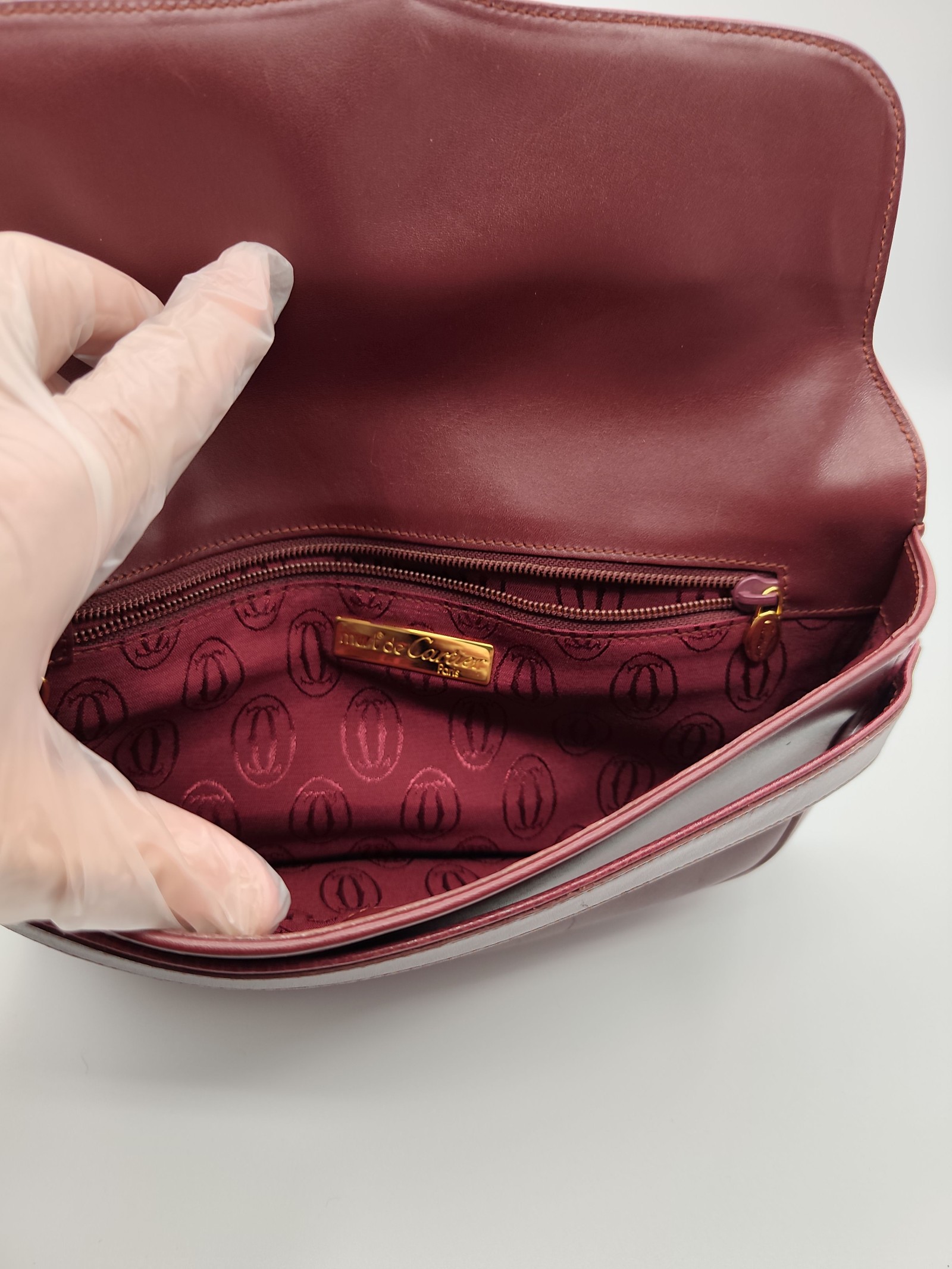 Cartier Women's Burgundy Leather Clutch Bag image 9