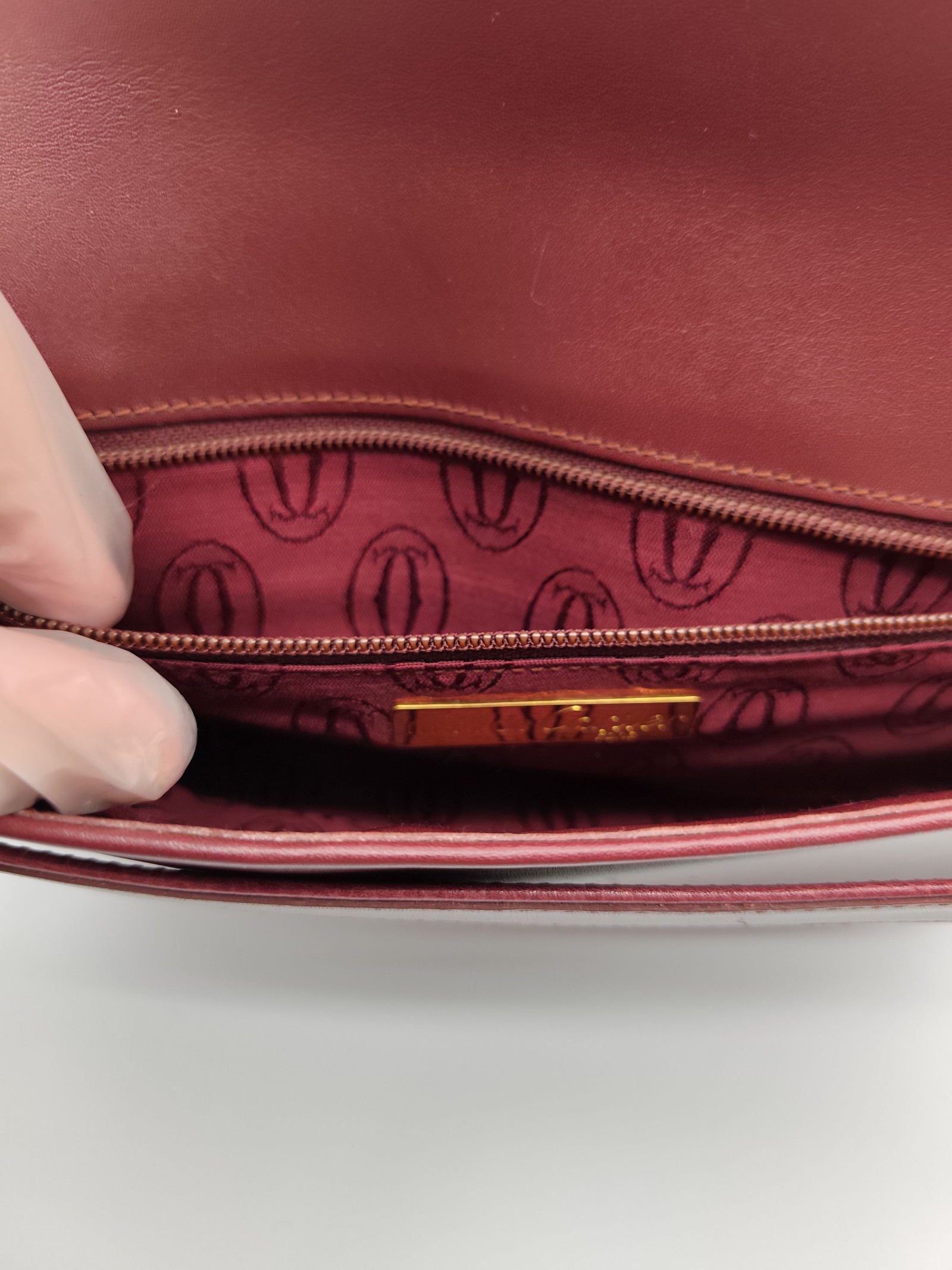 Cartier Women's Burgundy Leather Clutch Bag image 10