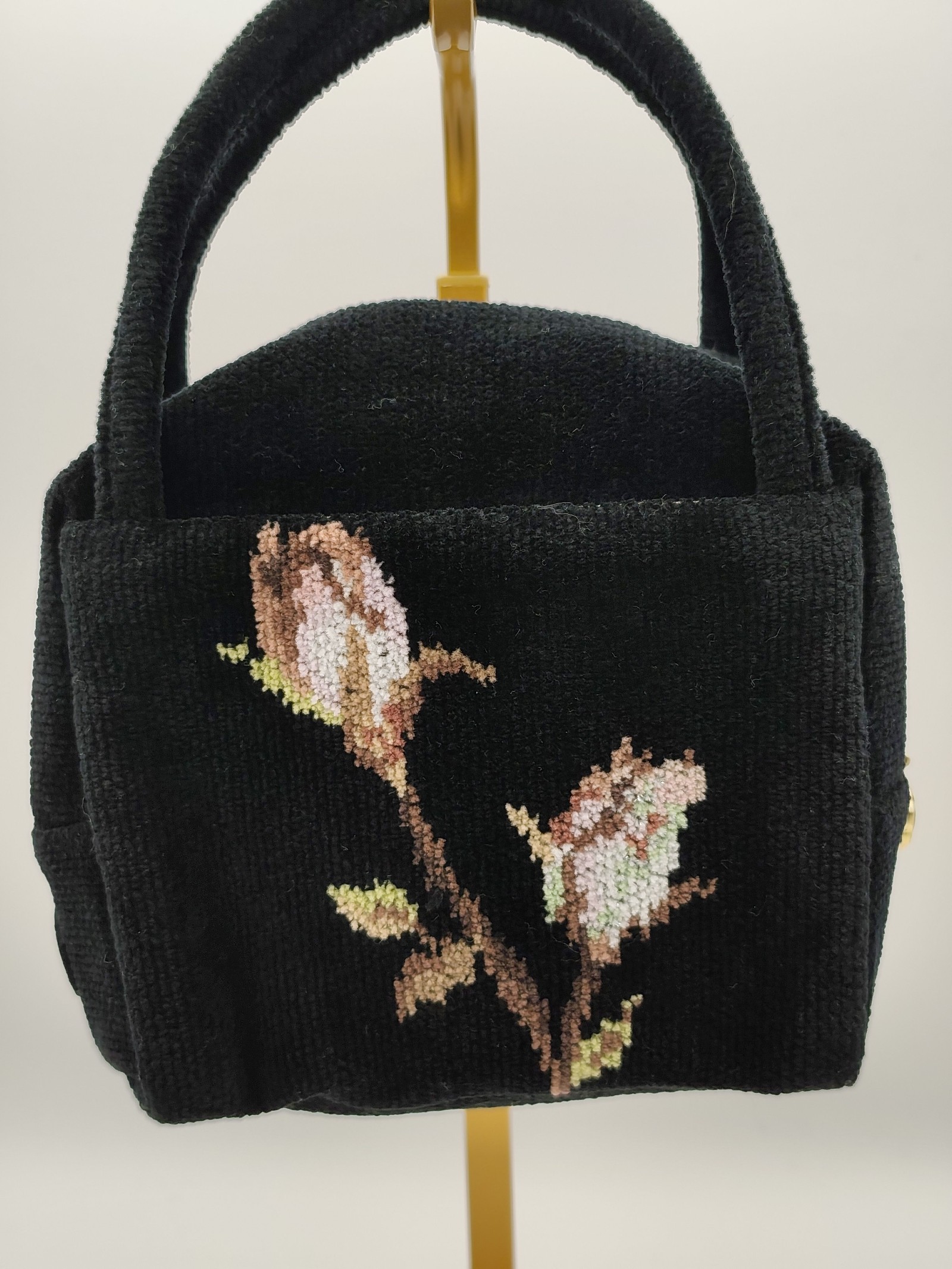 Feiler Black Floral Chenille Handbag Small image 4