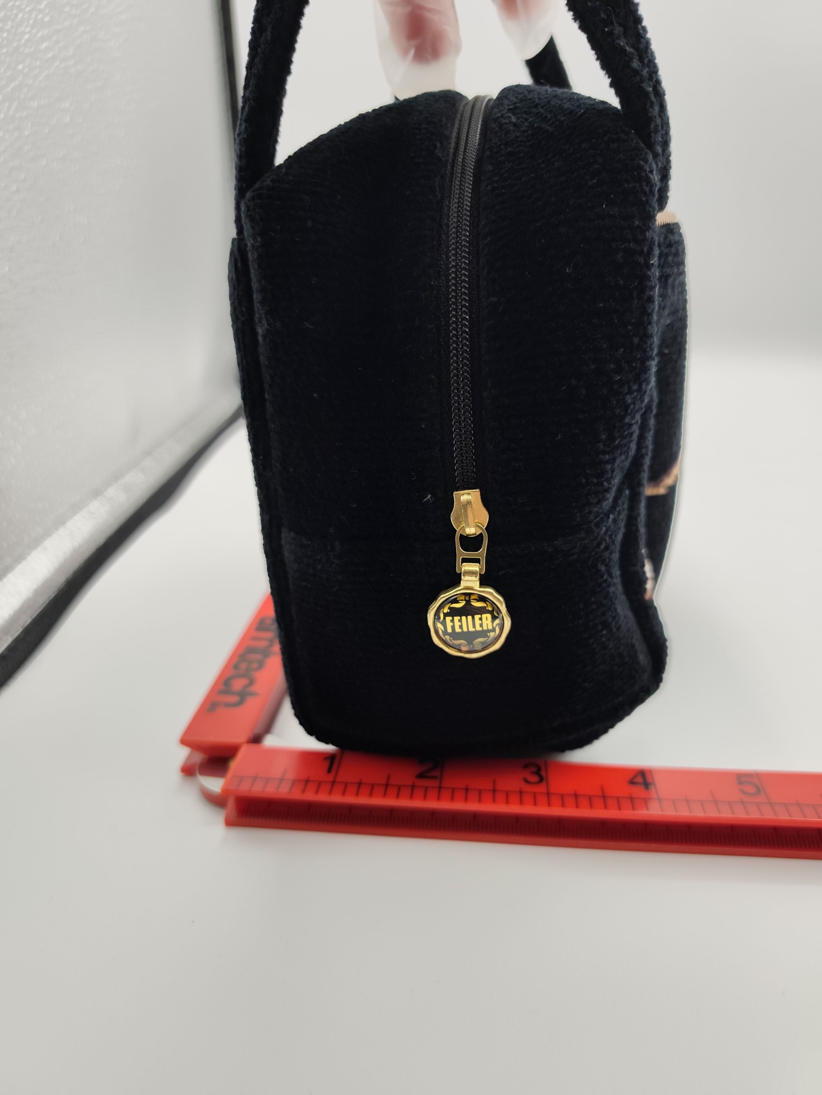 Feiler Black Floral Chenille Handbag Small image 7
