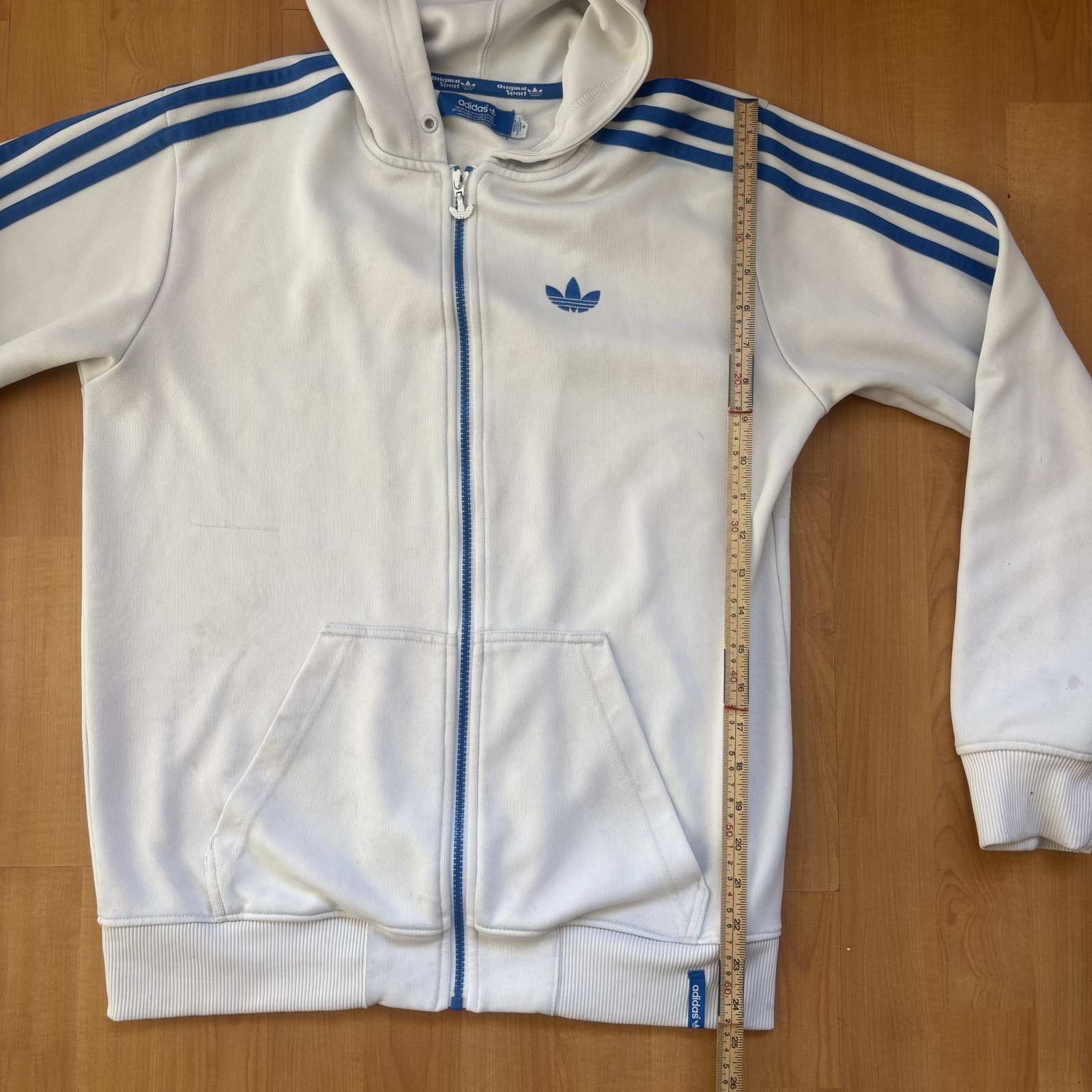 Adidas White & Blue Hoodie & Joggers Tracksuit Medium image 3