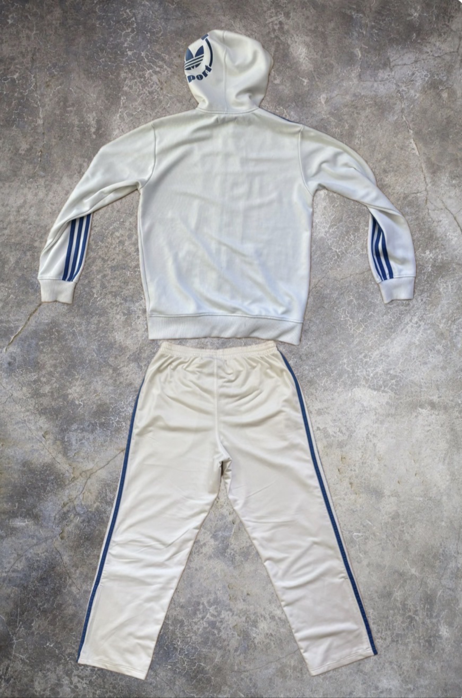 Adidas White & Blue Hoodie & Track Pants Set Large image 2