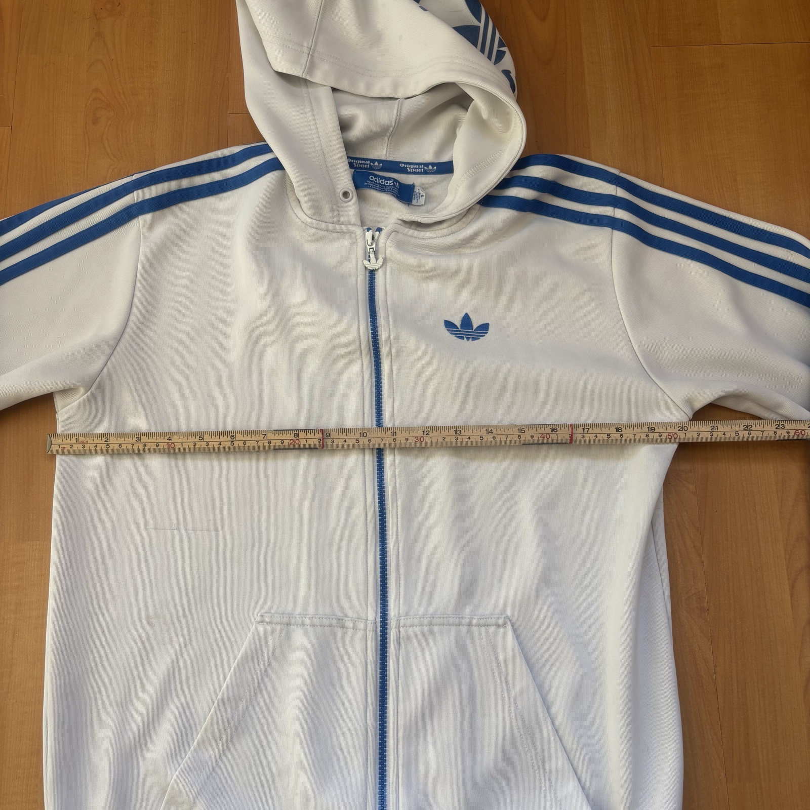 Adidas White & Blue Hoodie & Track Pants Set Large image 3