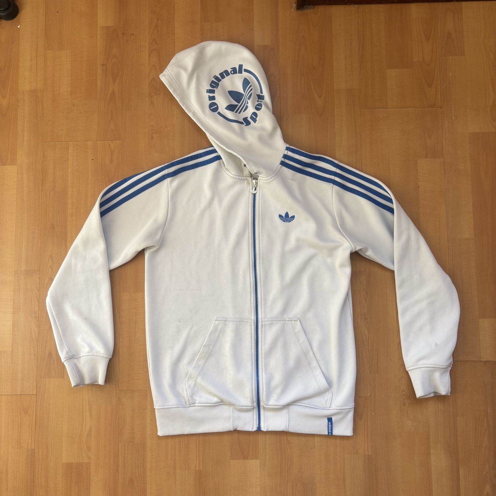 Adidas White & Blue Hoodie & Track Pants Set Large image 8
