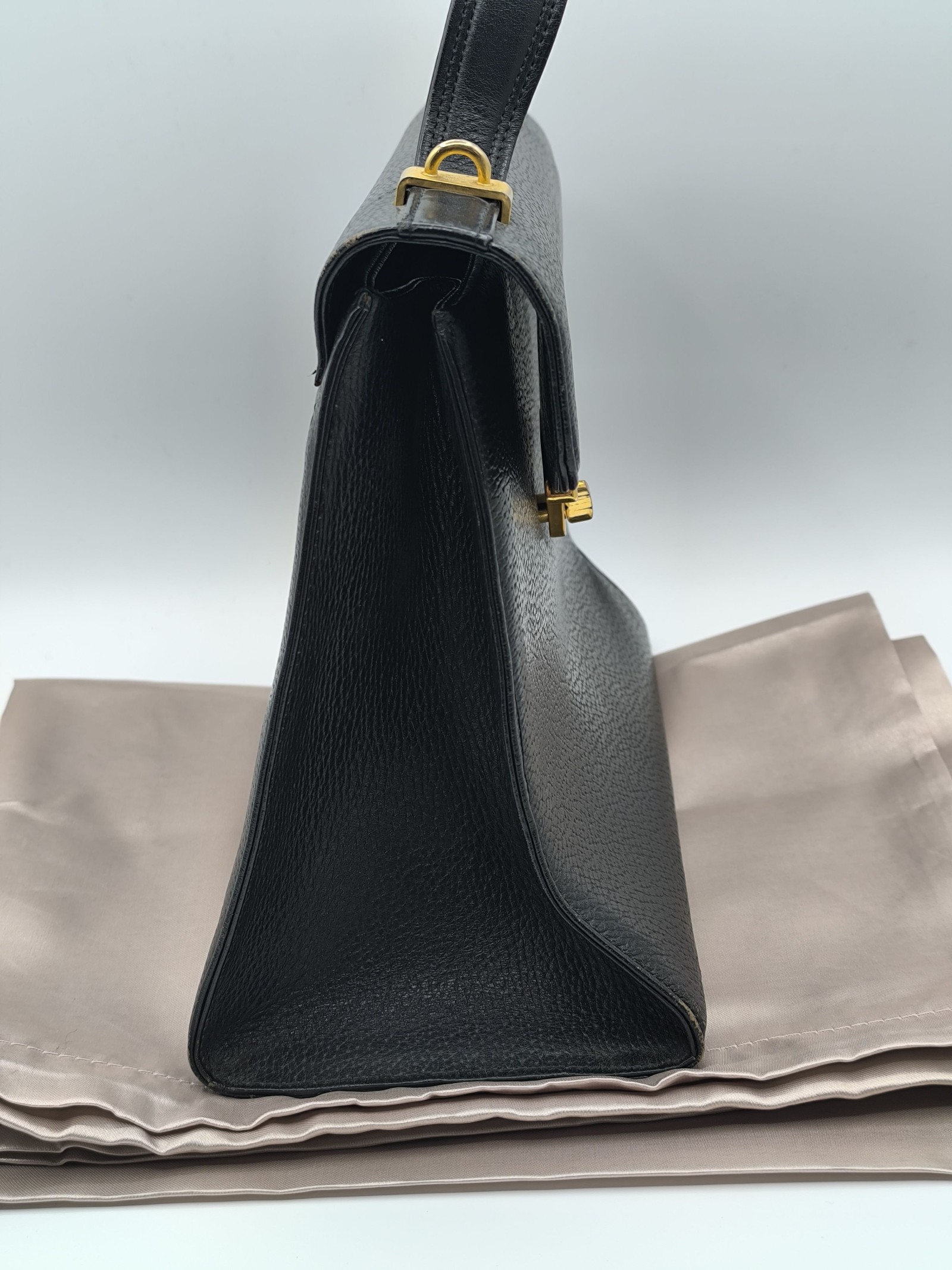 Junko Koshino Black Leather Top Handle Bag Gold Hardware Other image 6