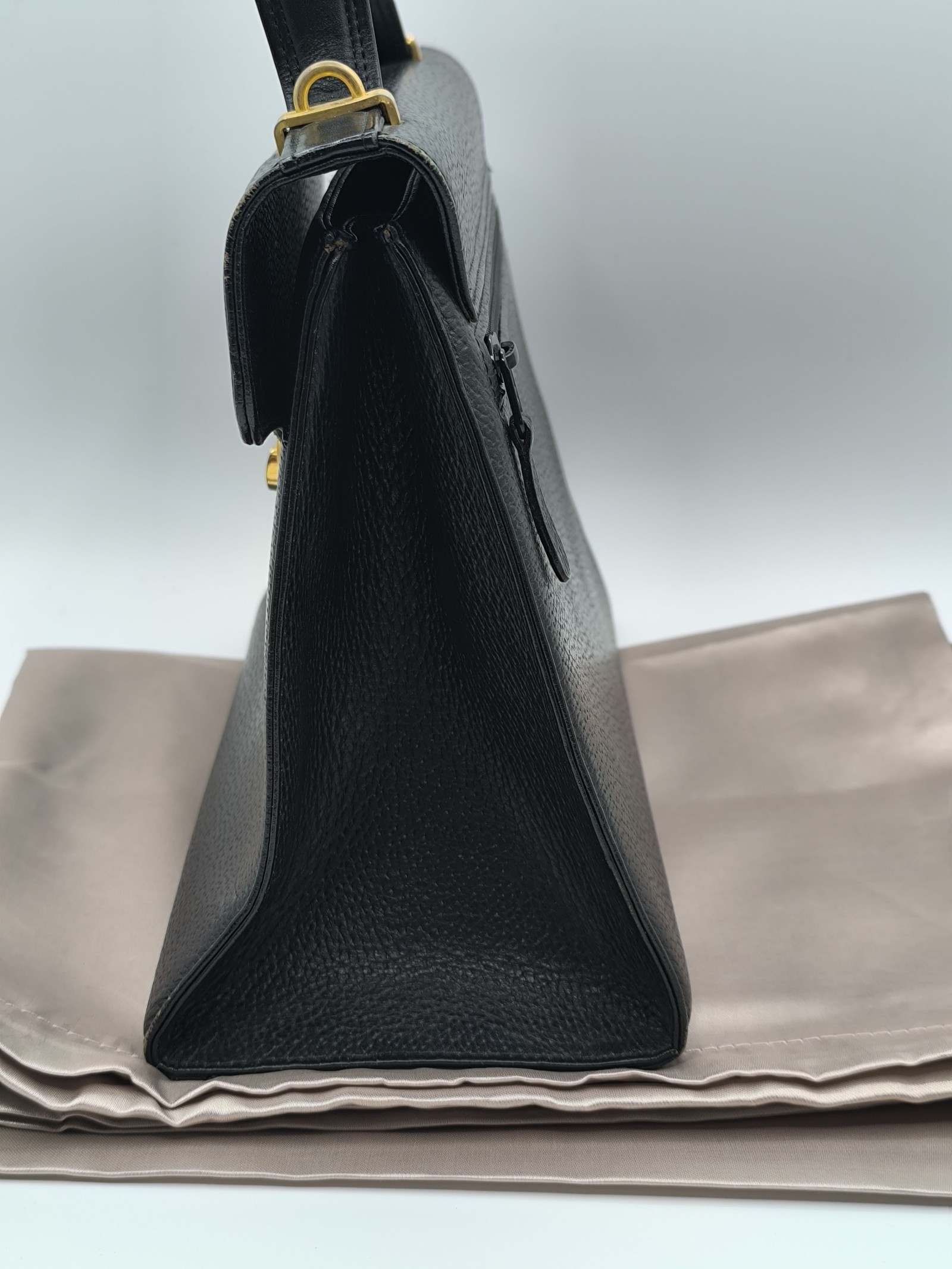 Junko Koshino Black Leather Top Handle Bag Gold Hardware Other image 8