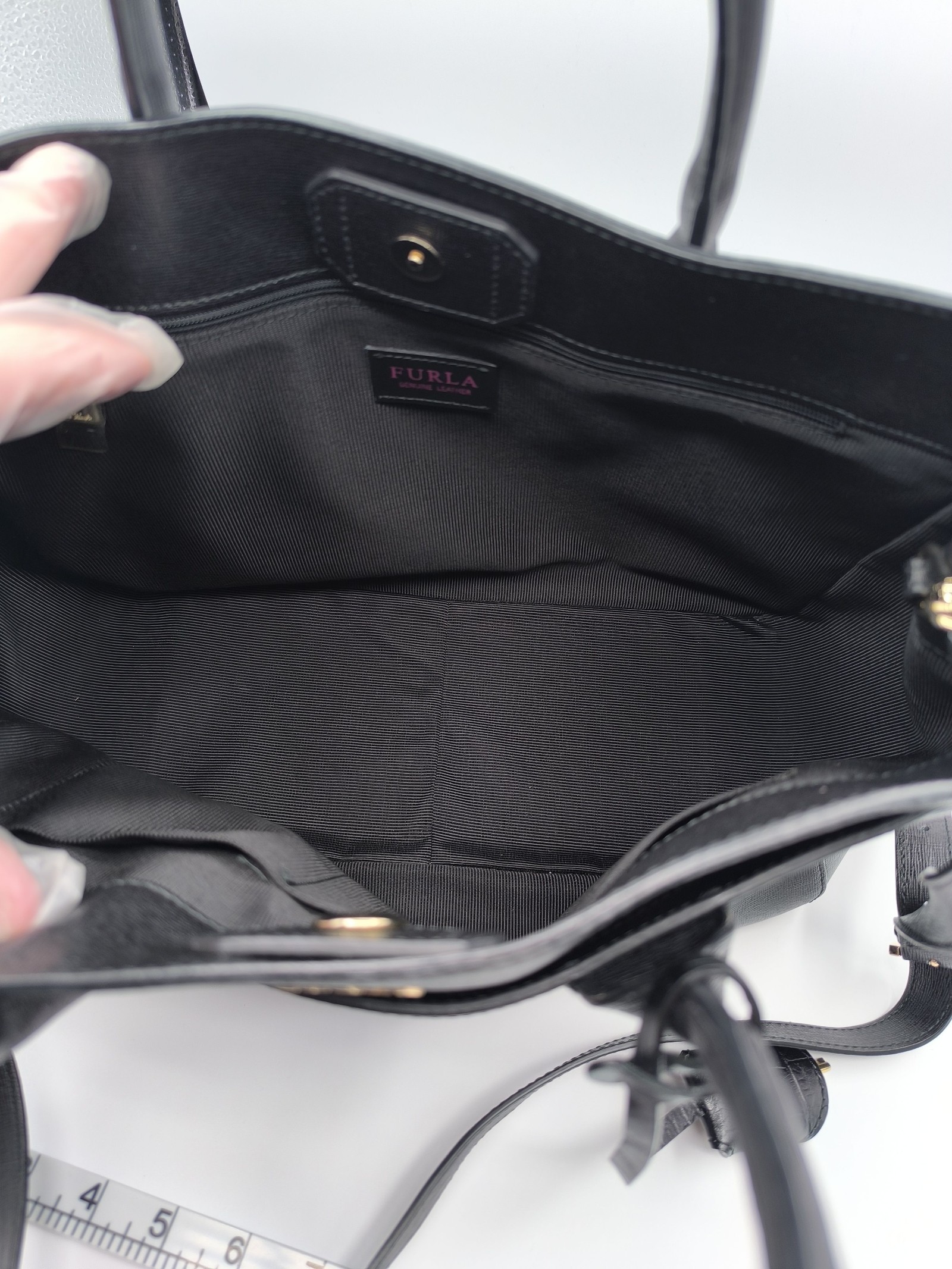 Furla Black Leather Tote Bag Women Genuine Leather image 9