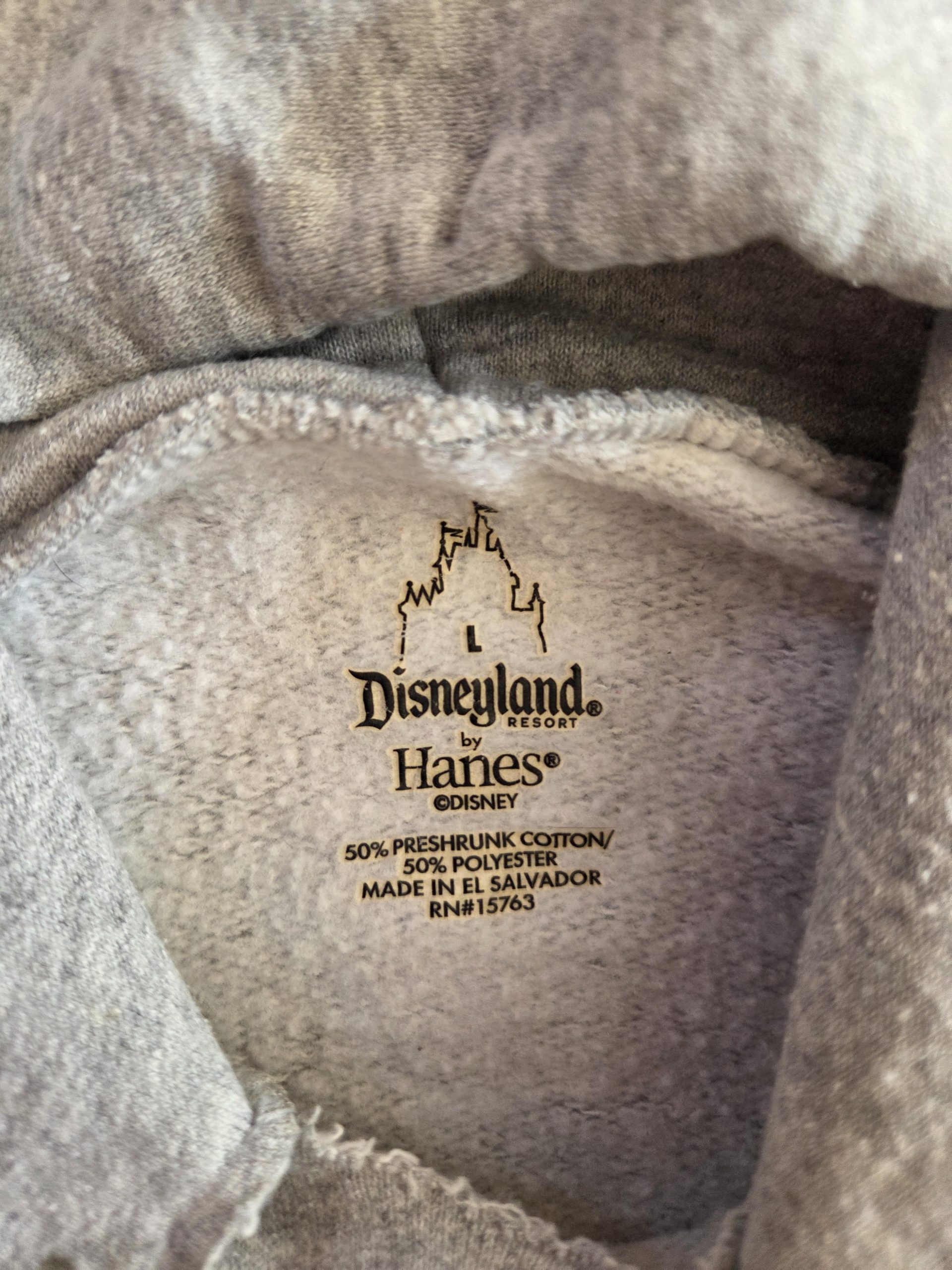 Disneyland Resort by Hanes Mickey Mouse Double-Sided Grey Hoodie Size L Upcycle Project image 3