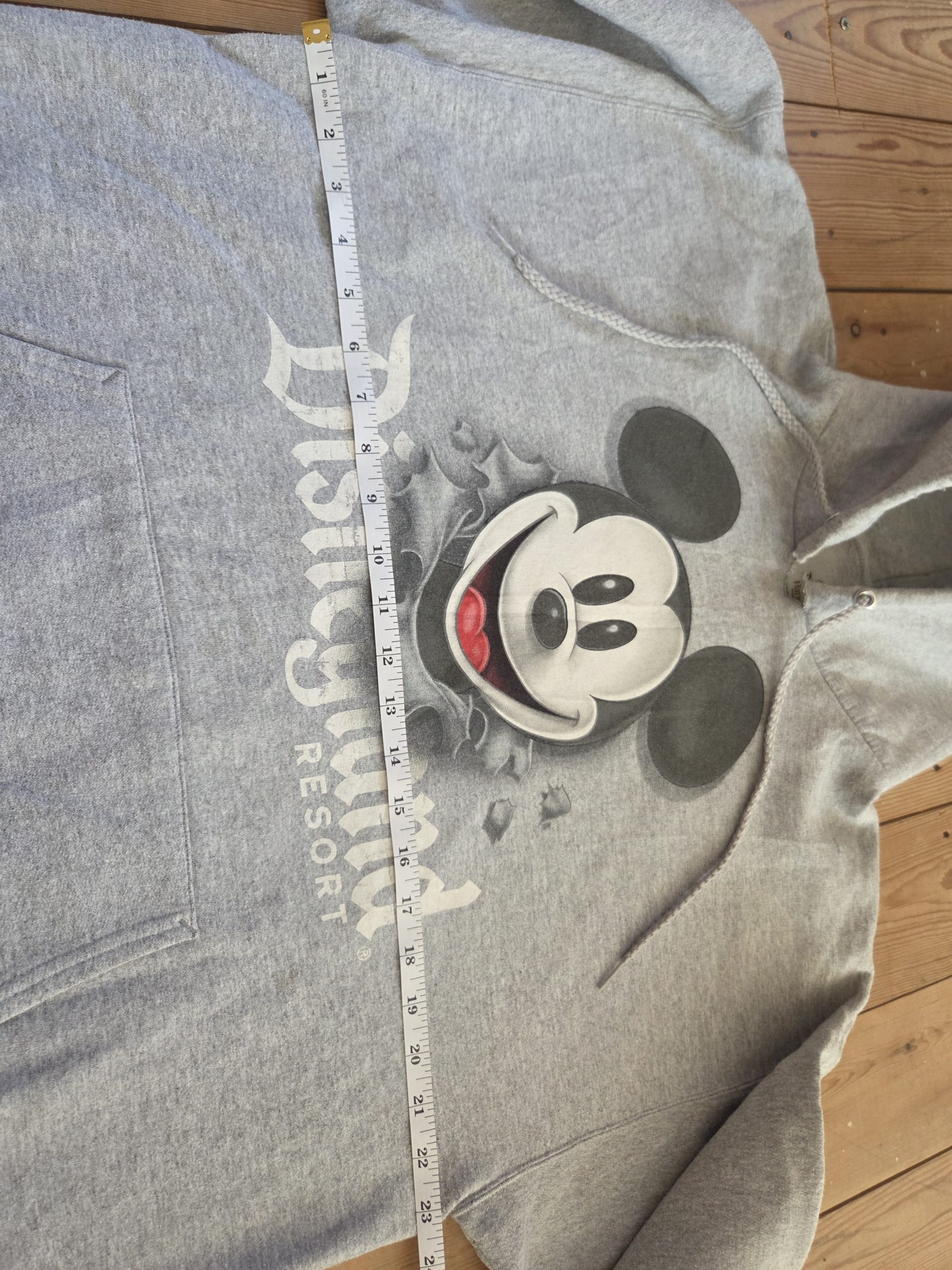 Disneyland Resort by Hanes Mickey Mouse Double-Sided Grey Hoodie Size L Upcycle Project image 4