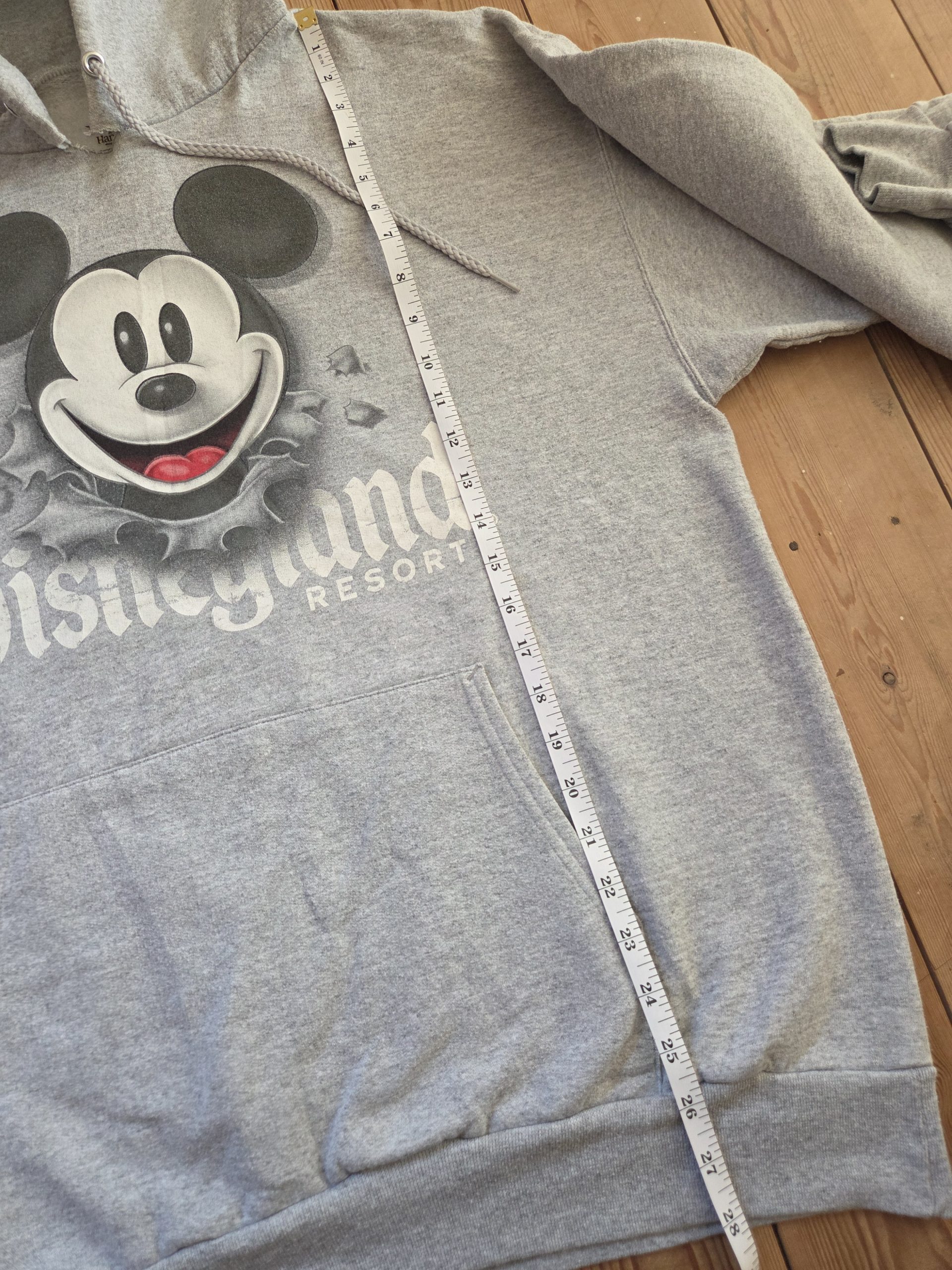 Disneyland Resort by Hanes Mickey Mouse Double-Sided Grey Hoodie Size L Upcycle Project image 5