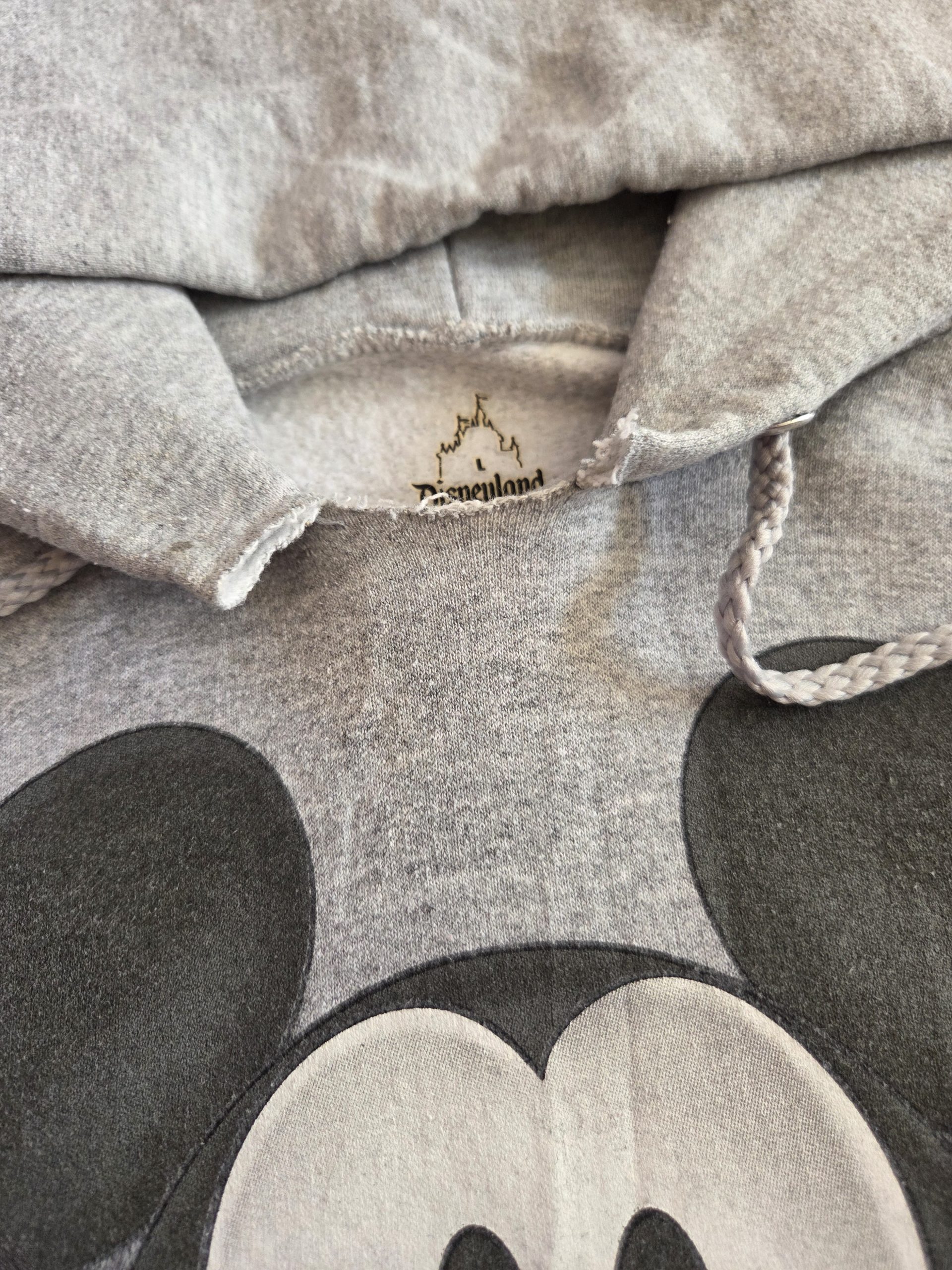 Disneyland Resort by Hanes Mickey Mouse Double-Sided Grey Hoodie Size L Upcycle Project image 6