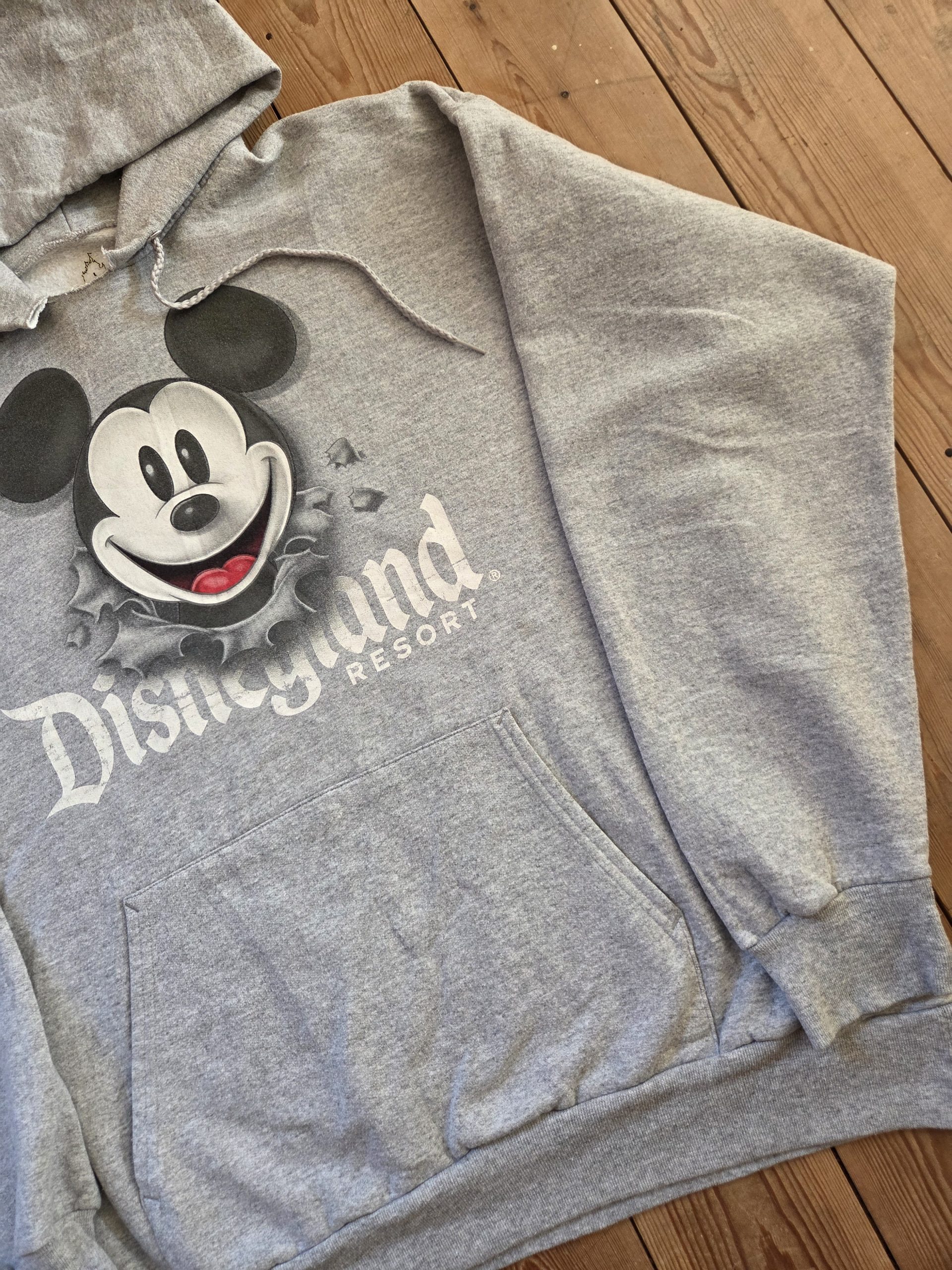 Disneyland Resort by Hanes Mickey Mouse Double-Sided Grey Hoodie Size L Upcycle Project image 8