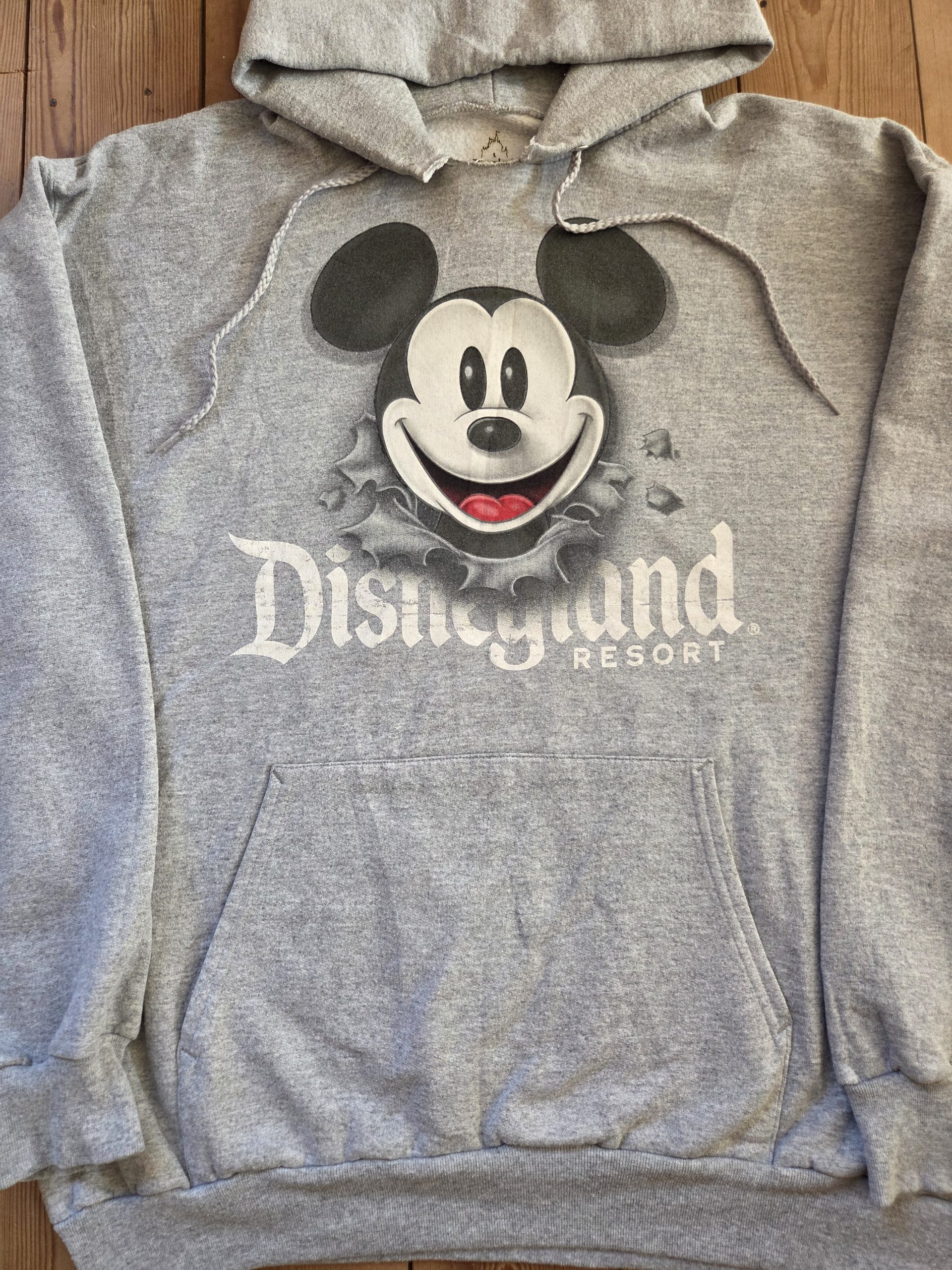 Disneyland Resort by Hanes Mickey Mouse Double-Sided Grey Hoodie Size L Upcycle Project image 9