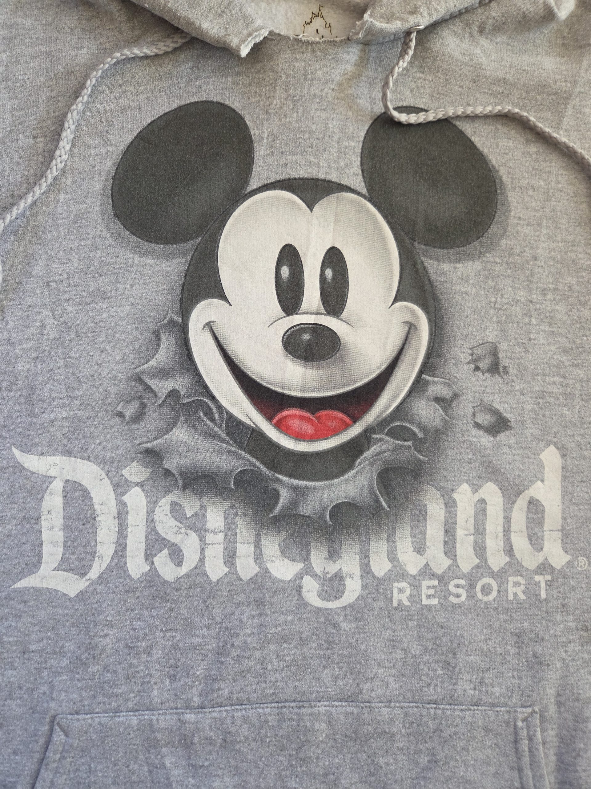 Disneyland Resort by Hanes Mickey Mouse Double-Sided Grey Hoodie Size L Upcycle Project image 10