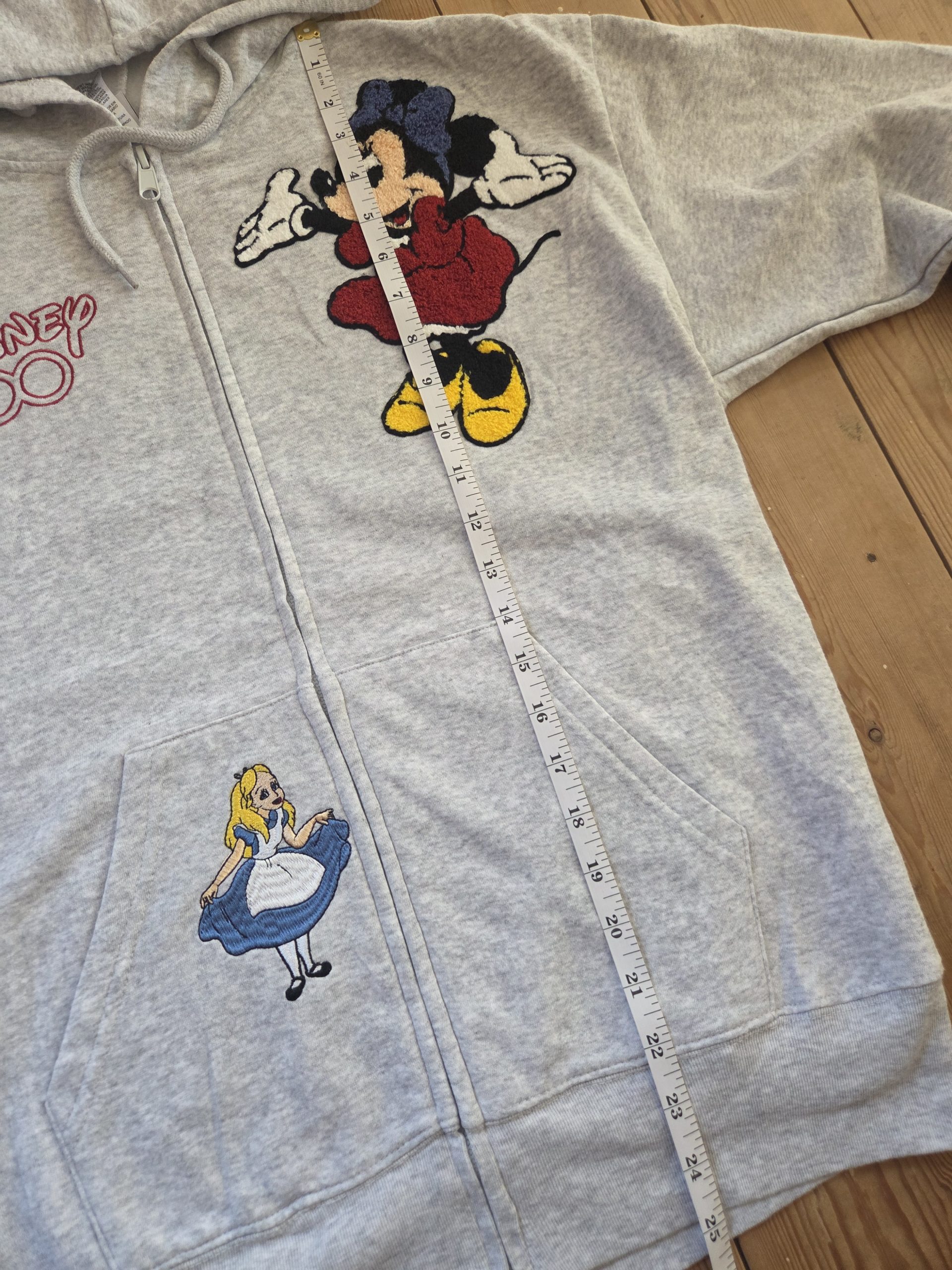 Disney 100 Minnie Mouse Mickey Alice Bambi Grey Zip Hoodie Size M image 6