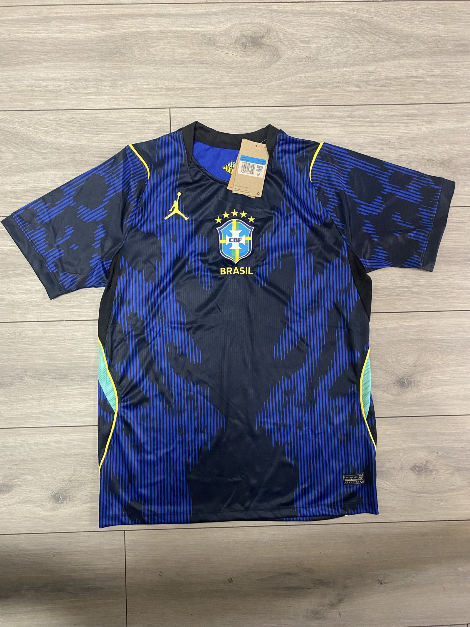 Nike Jordan Men's Blue & Black Brazil Football Jersey Medium image 2