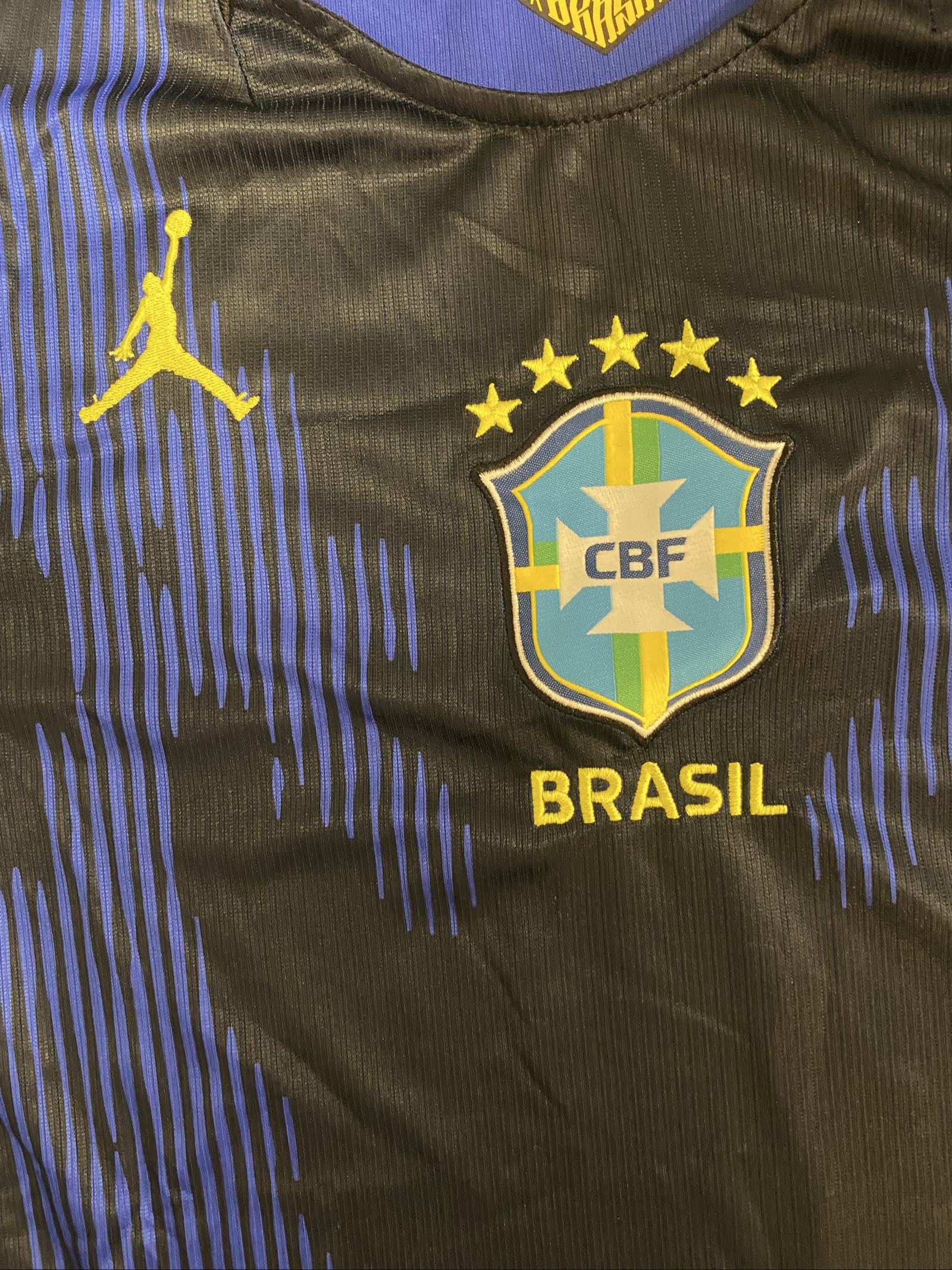 Nike Jordan Men's Blue & Black Brazil Football Jersey Medium image 6