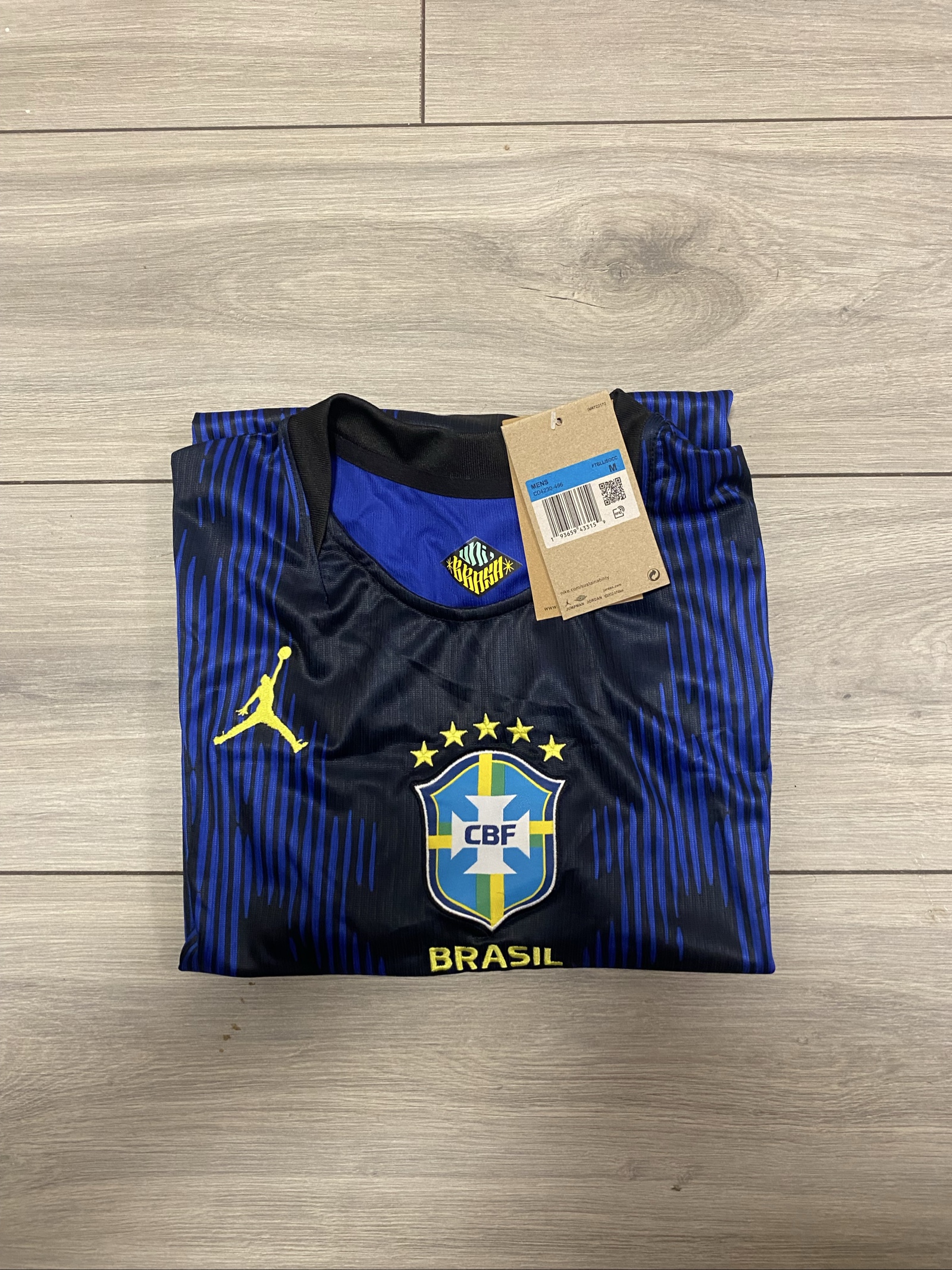 Nike Jordan Men's Blue & Black Brazil Football Jersey Medium image 7