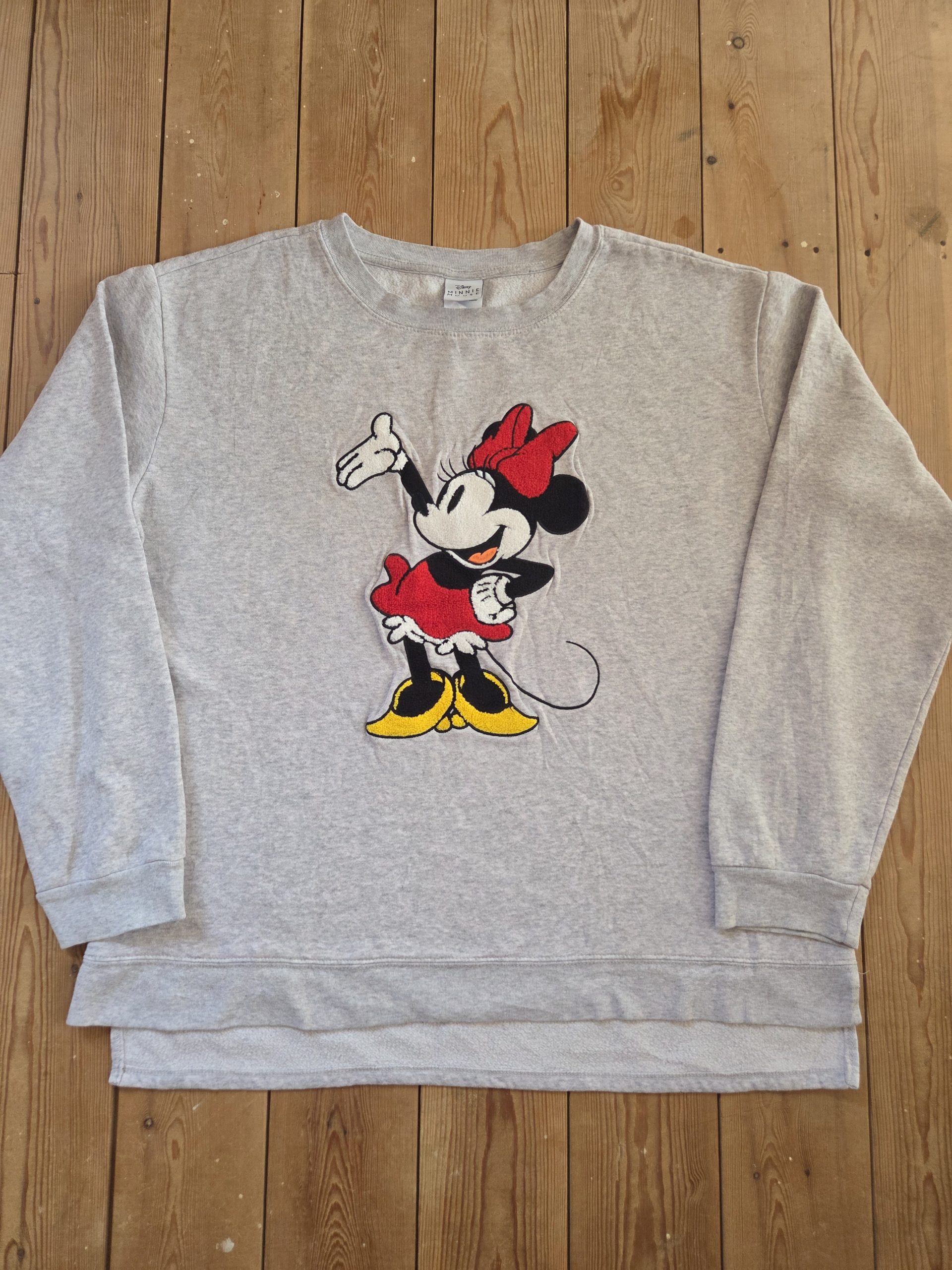 Disney Minnie Mouse Chenille Appliqué Sweatshirt Grey Heather Men's Size XXL