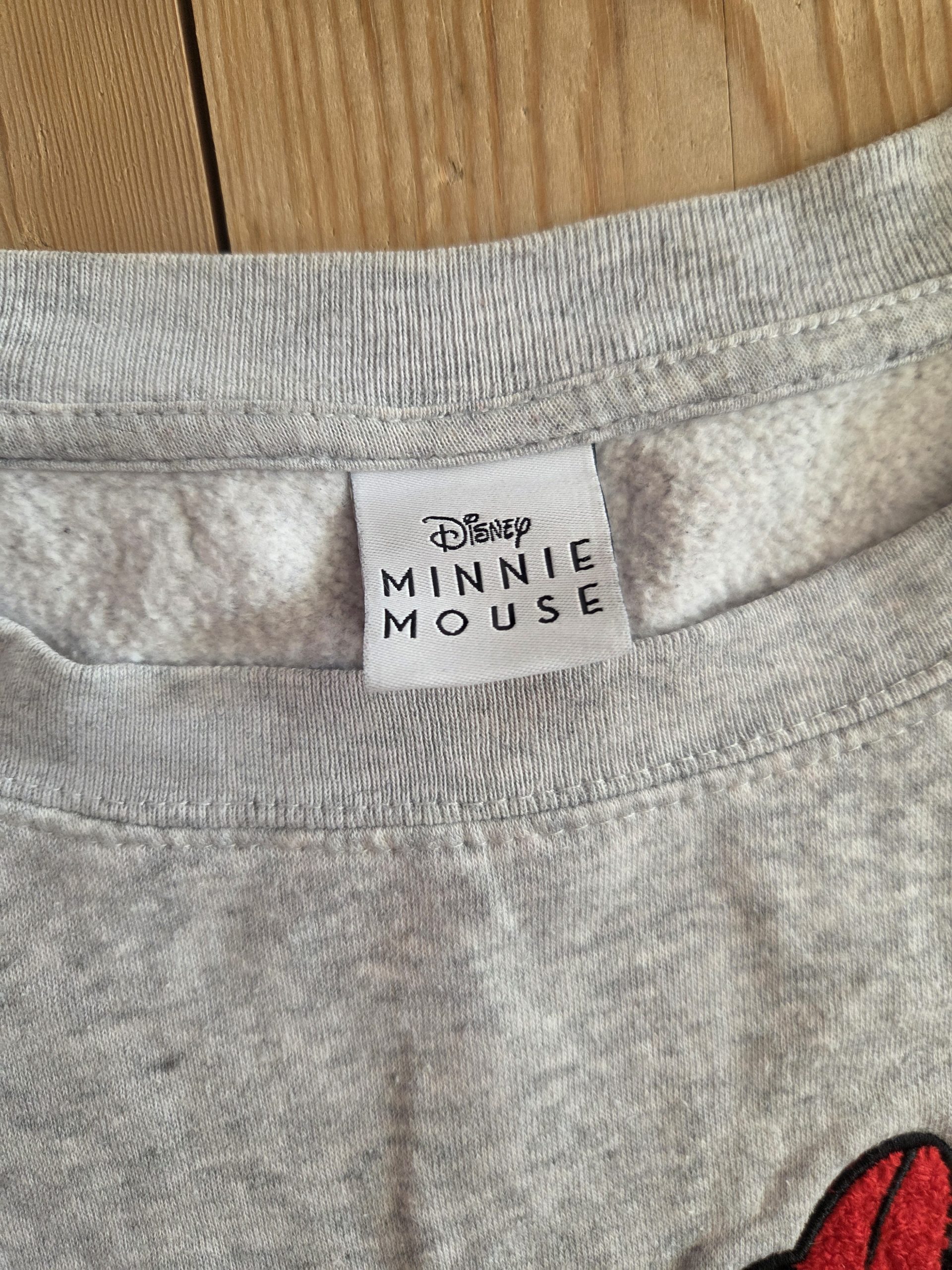 Disney Minnie Mouse Chenille Appliqué Sweatshirt Grey Heather Men's Size XXL image 3