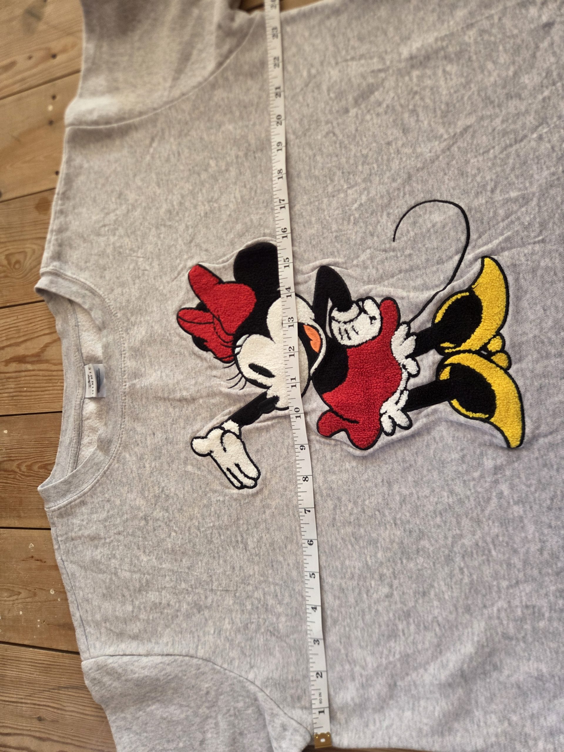 Disney Minnie Mouse Chenille Appliqué Sweatshirt Grey Heather Men's Size XXL image 6