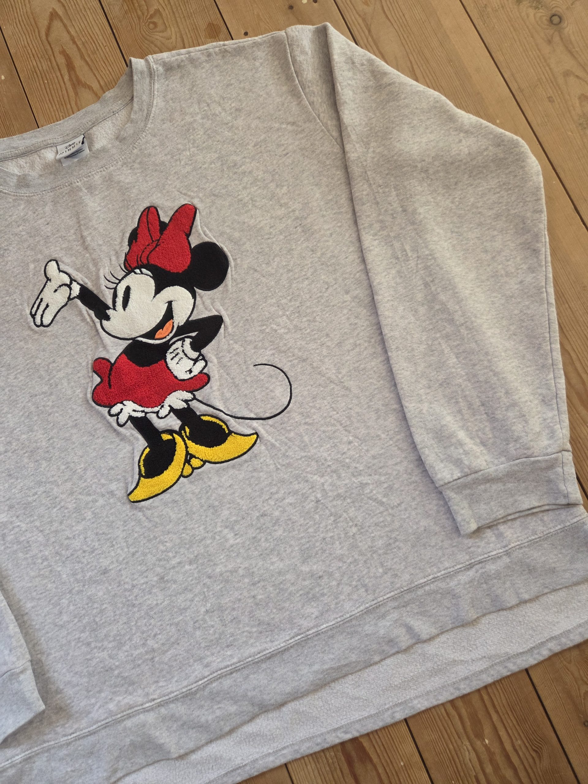 Disney Minnie Mouse Chenille Appliqué Sweatshirt Grey Heather Men's Size XXL image 8