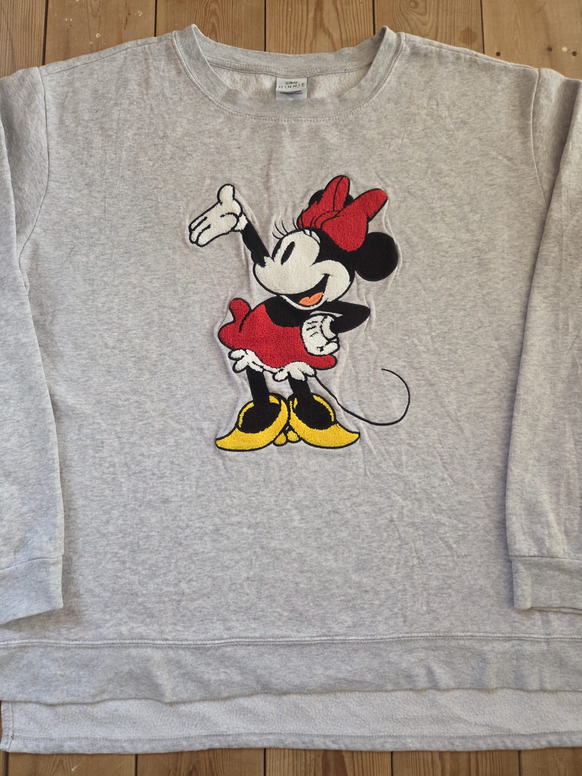 Disney Minnie Mouse Chenille Appliqué Sweatshirt Grey Heather Men's Size XXL image 9