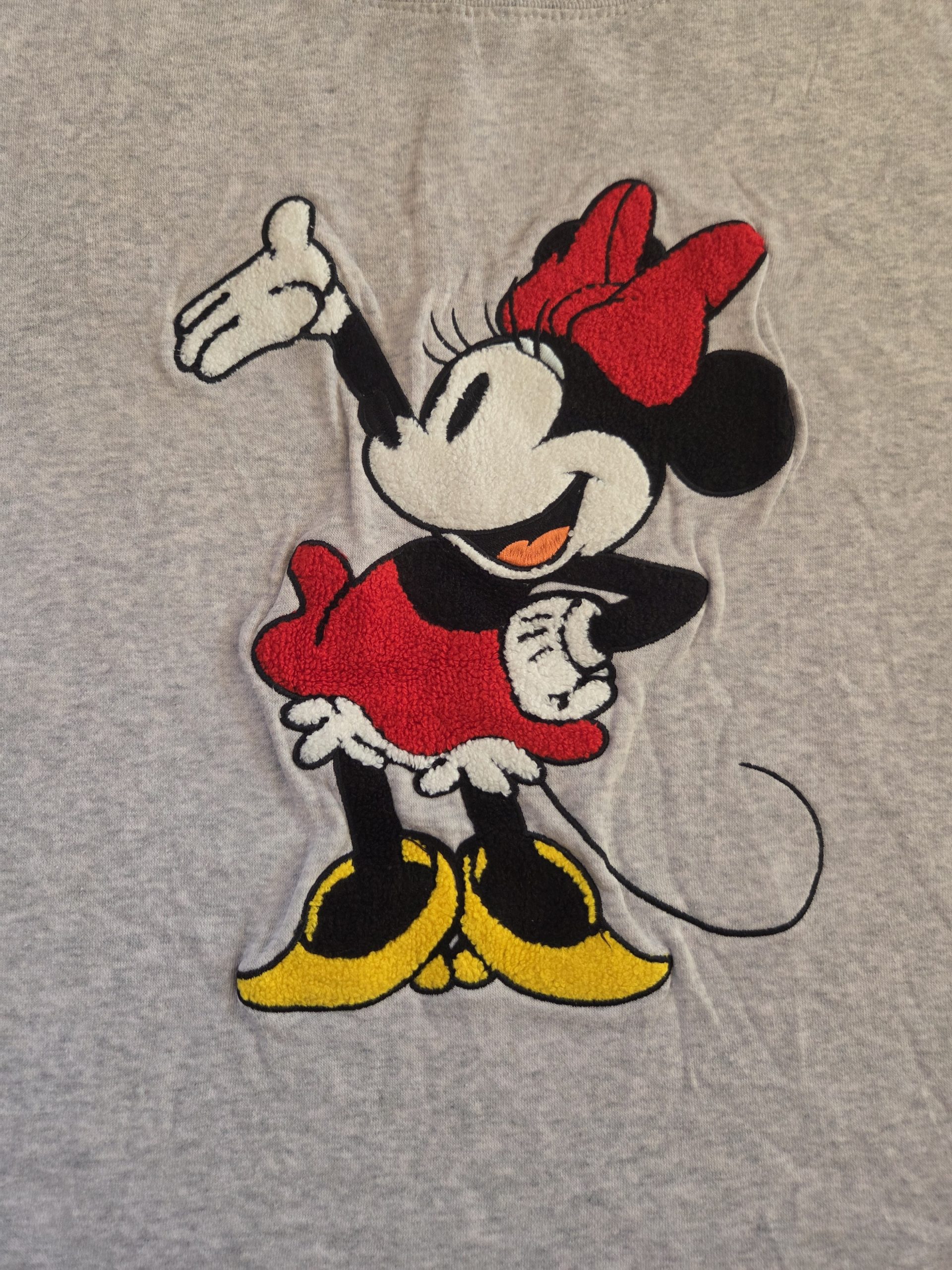 Disney Minnie Mouse Chenille Appliqué Sweatshirt Grey Heather Men's Size XXL image 10