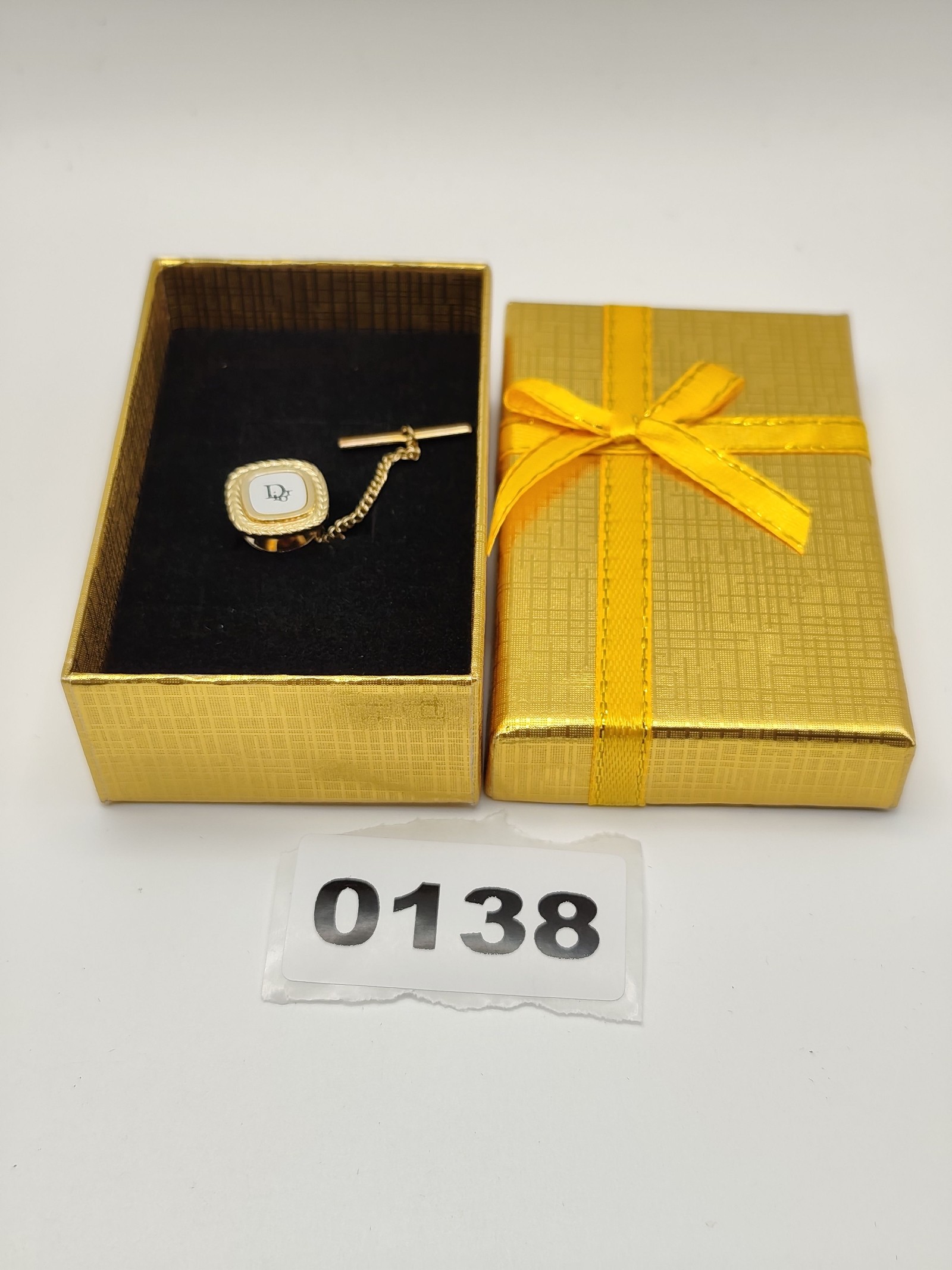 Dior Gold Tone & Enamel Tie Tack Pin