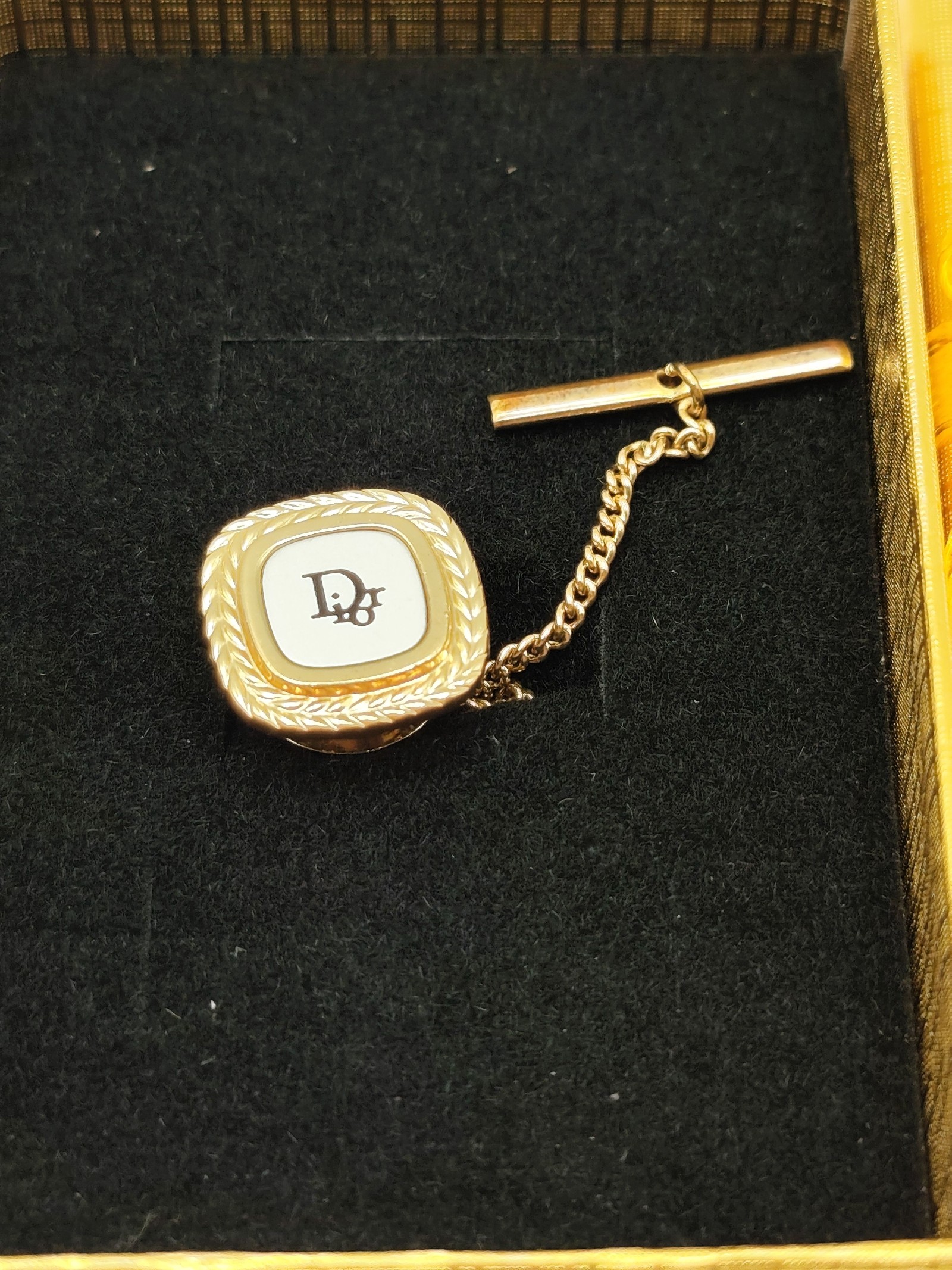 Dior Gold Tone & Enamel Tie Tack Pin image 2