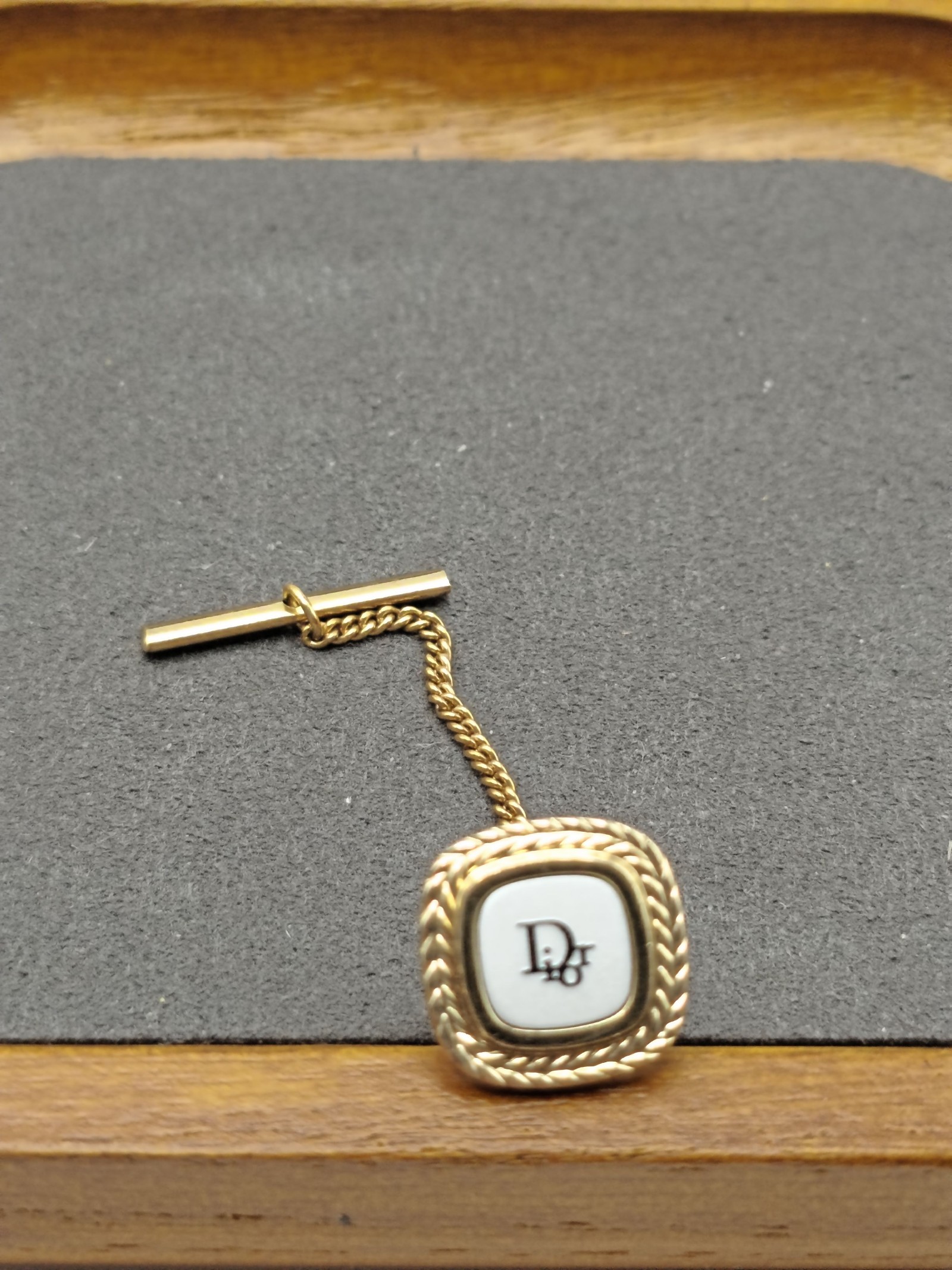 Dior Gold Tone & Enamel Tie Tack Pin image 3