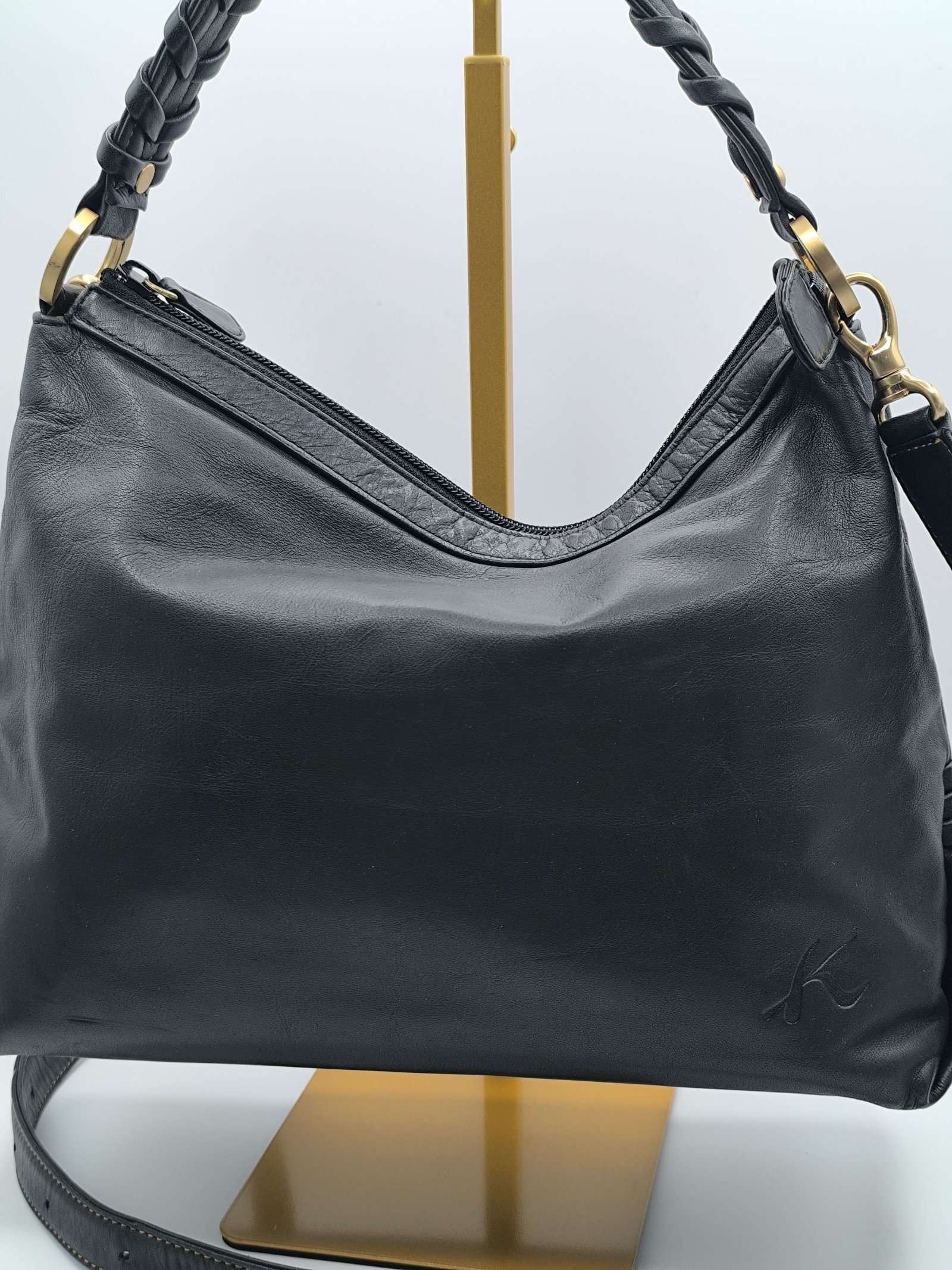 Kitamura Black Leather Shoulder Bag Medium image 5
