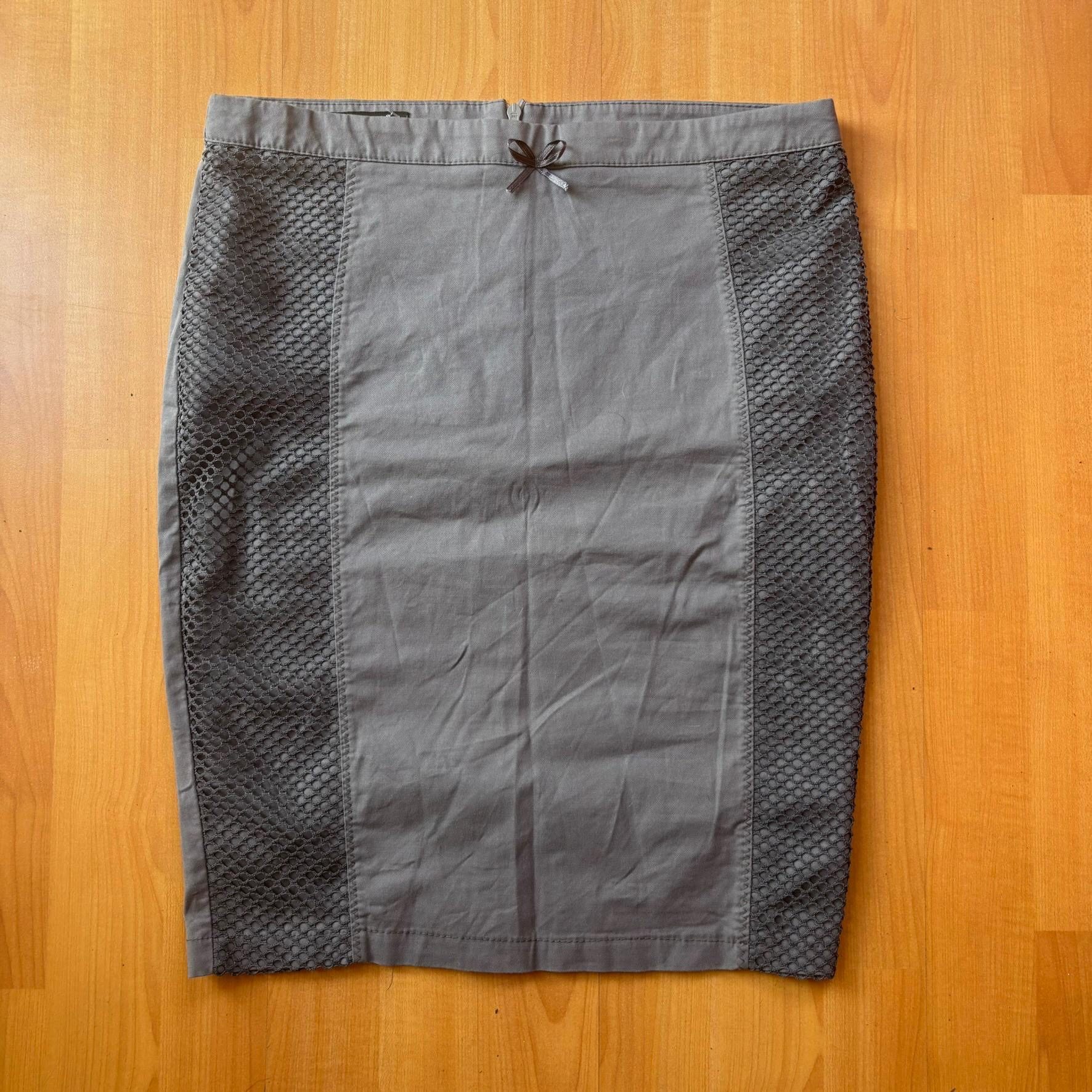 Vintage Y2K Rinascimento Grey Pencil Skirt Small Honeycomb Panels
