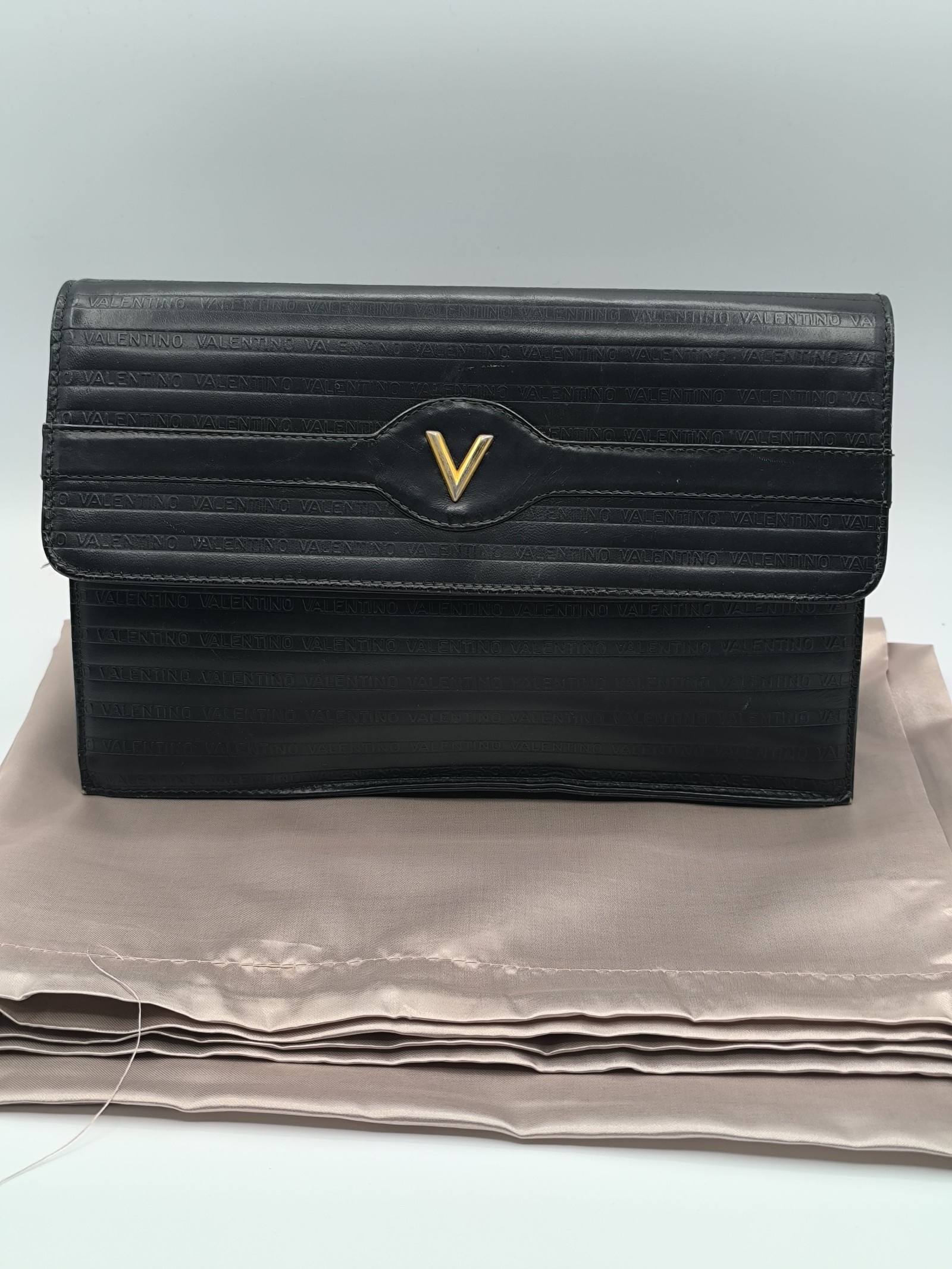 Valentino Black Leather Logo Clutch Bag image 2