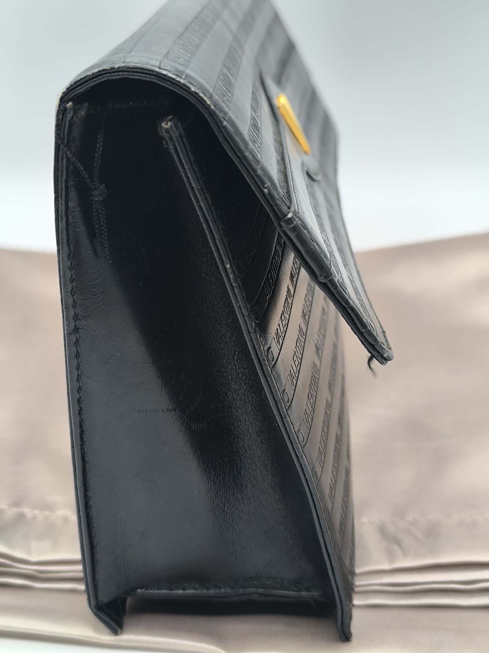 Valentino Black Leather Logo Clutch Bag image 9