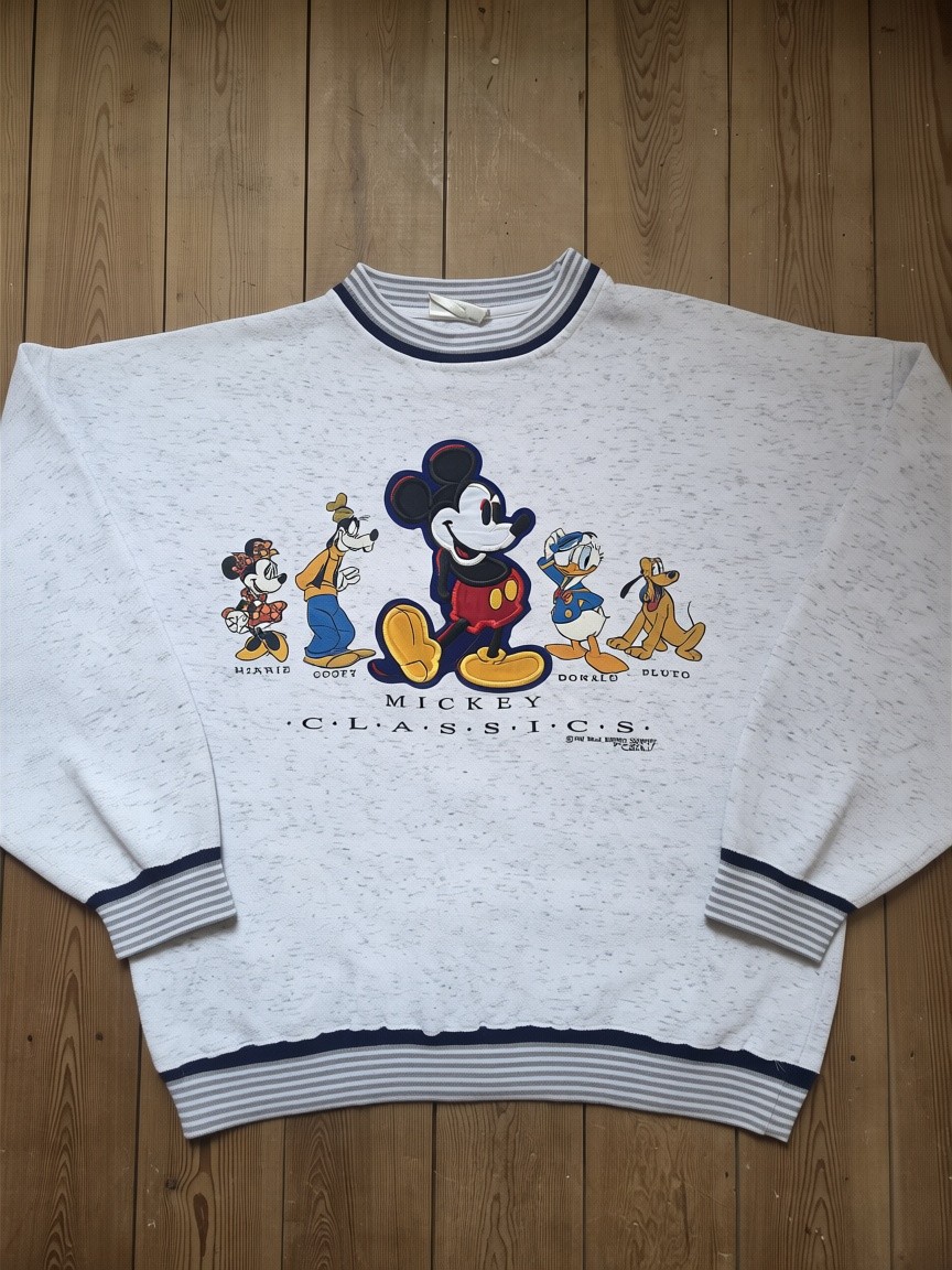 Genius Disney Mickey Classics Vintage 90s Appliqué Sweatshirt Grey Unisex Size L