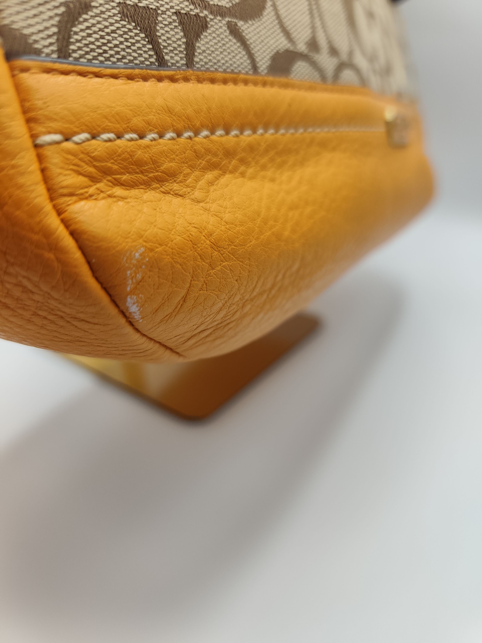 Coach Women's Beige & Orange Signature Canvas Tote Bag image 4