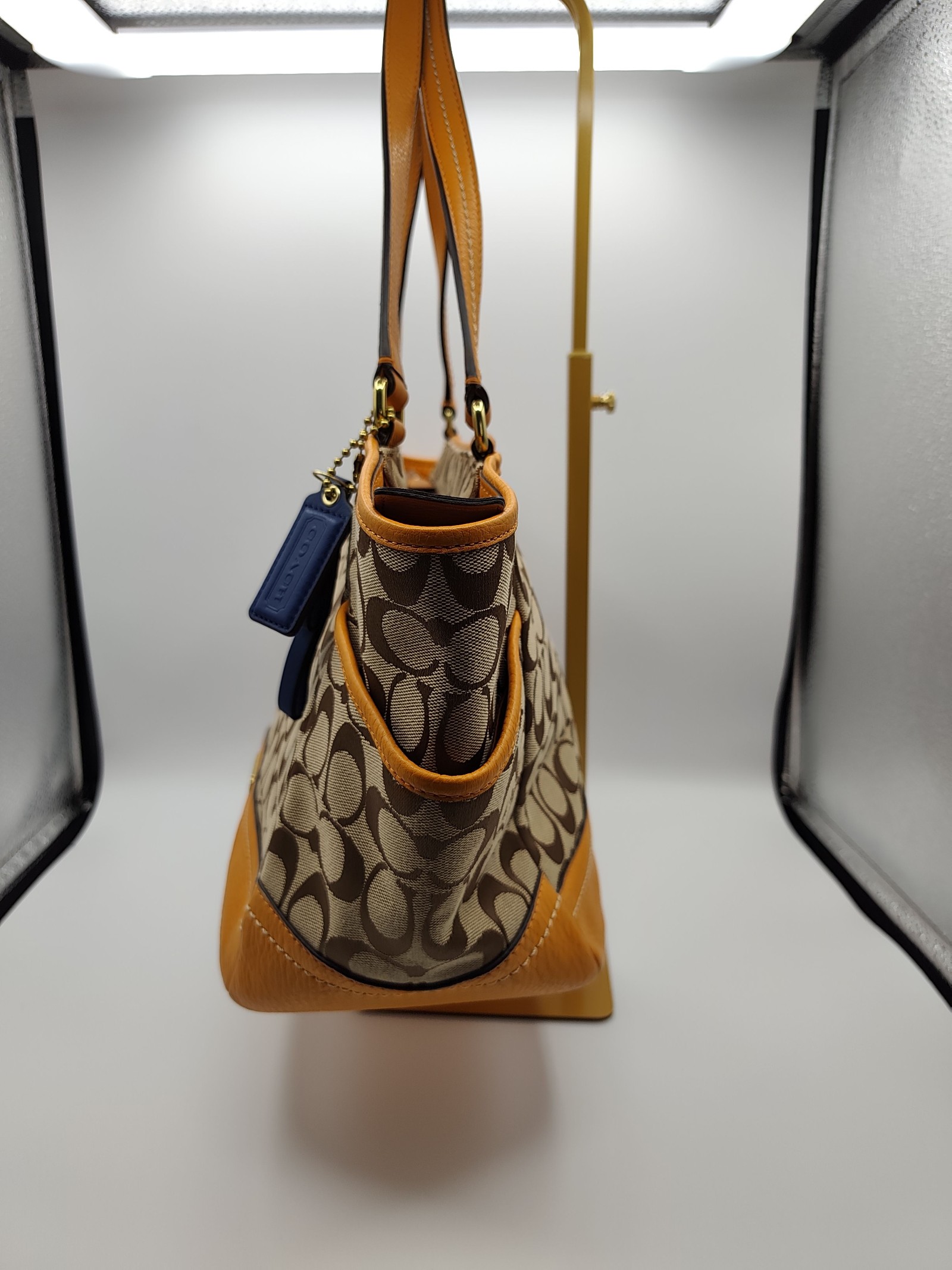 Coach Women's Beige & Orange Signature Canvas Tote Bag image 6