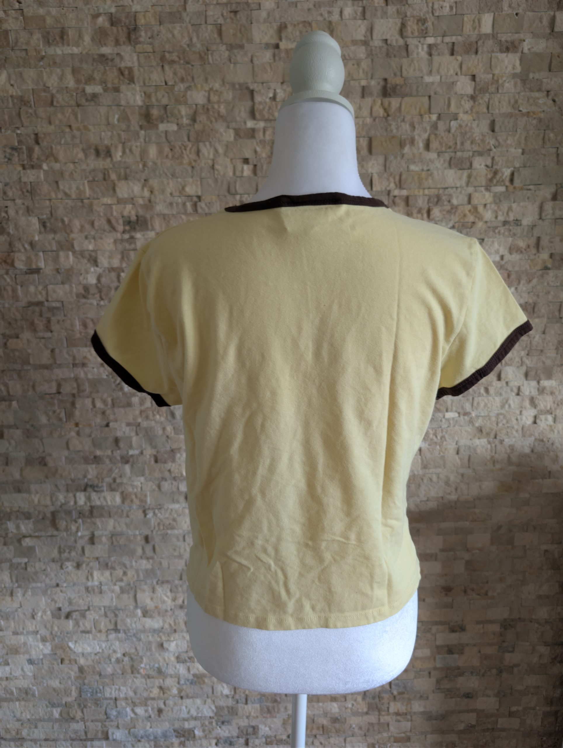 Starlet Yellow & Brown Retro California 91 Graphic Baby Tee Stretch Small 90s Y2K image 3