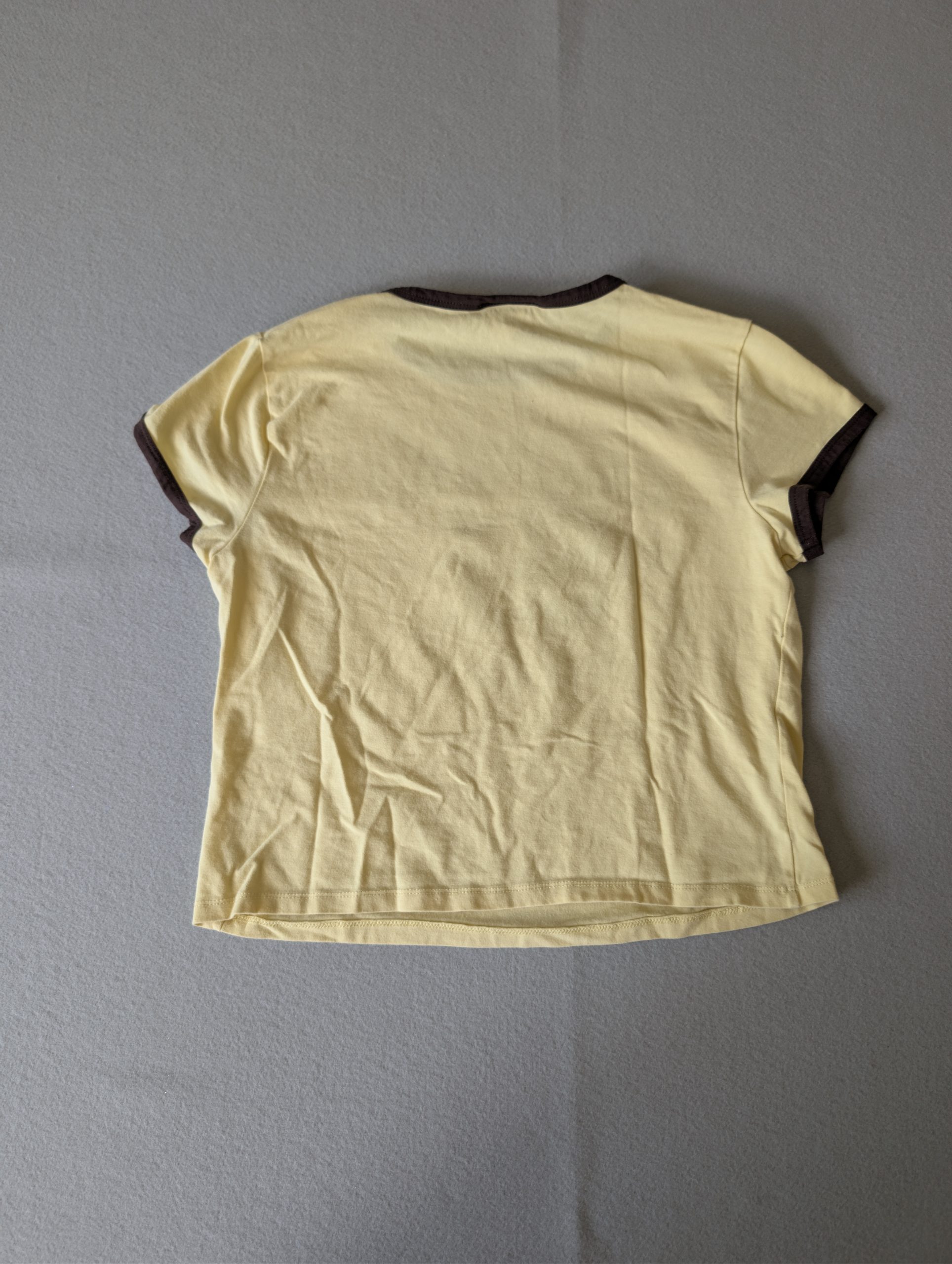 Starlet Yellow & Brown Retro California 91 Graphic Baby Tee Stretch Small 90s Y2K image 7
